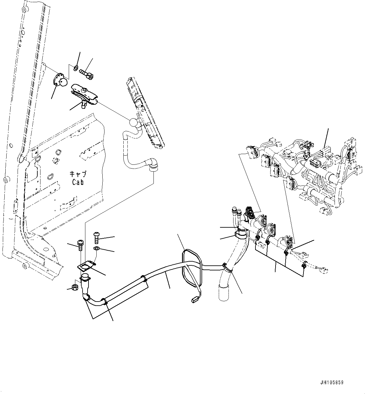 Komatsu parts book diagram for PC210LCI-11E0 S/N 600001-UP: CAB, CAB IN PARTS, CONTROL BOX MOUNTING AND WIRING HARNESS(#600001-)