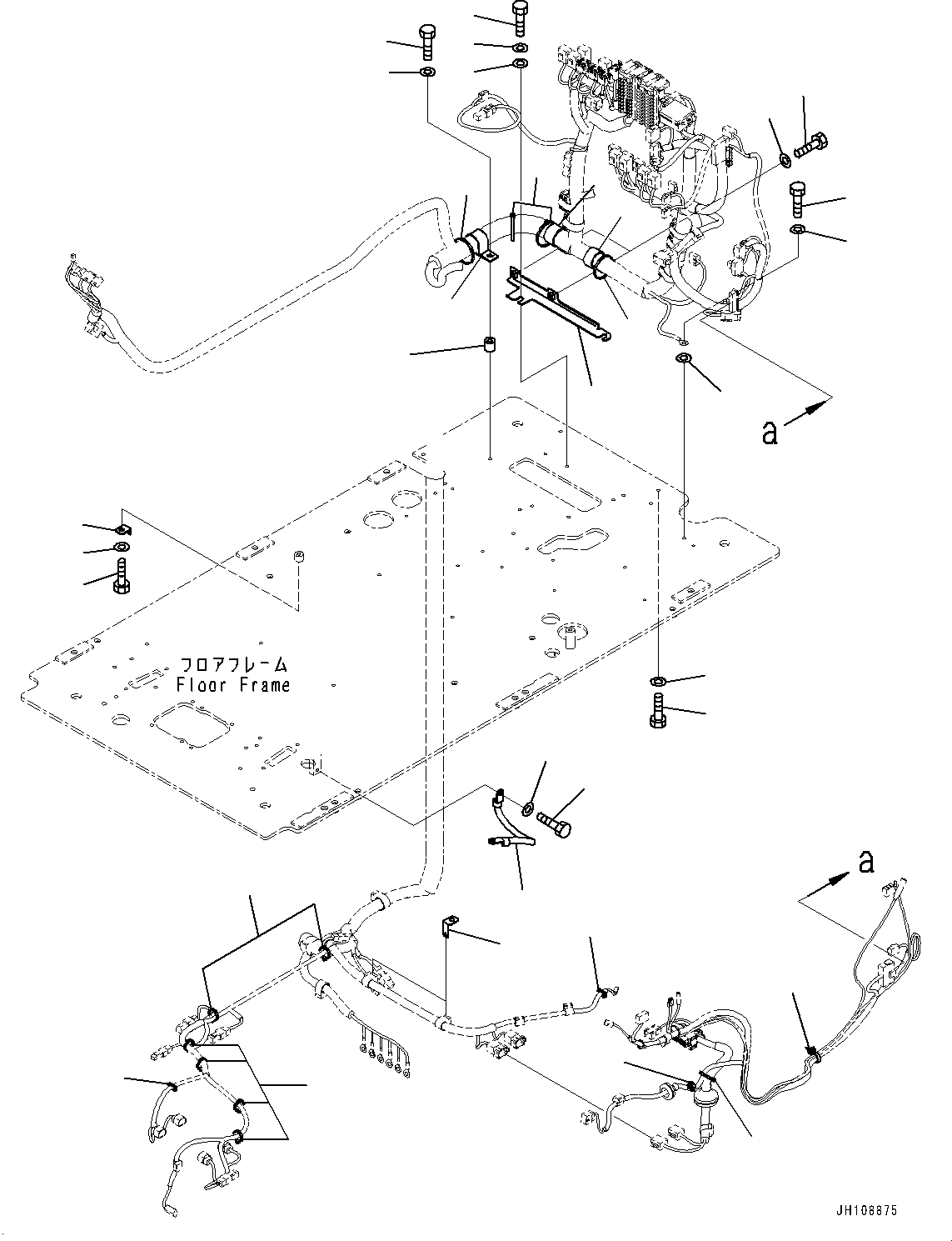 Komatsu parts book diagram for PC210LCI-11E0 S/N 600001-UP: CAB, FLOOR, WIRING HARNESS CLAMP AND GROUND(#600001-)