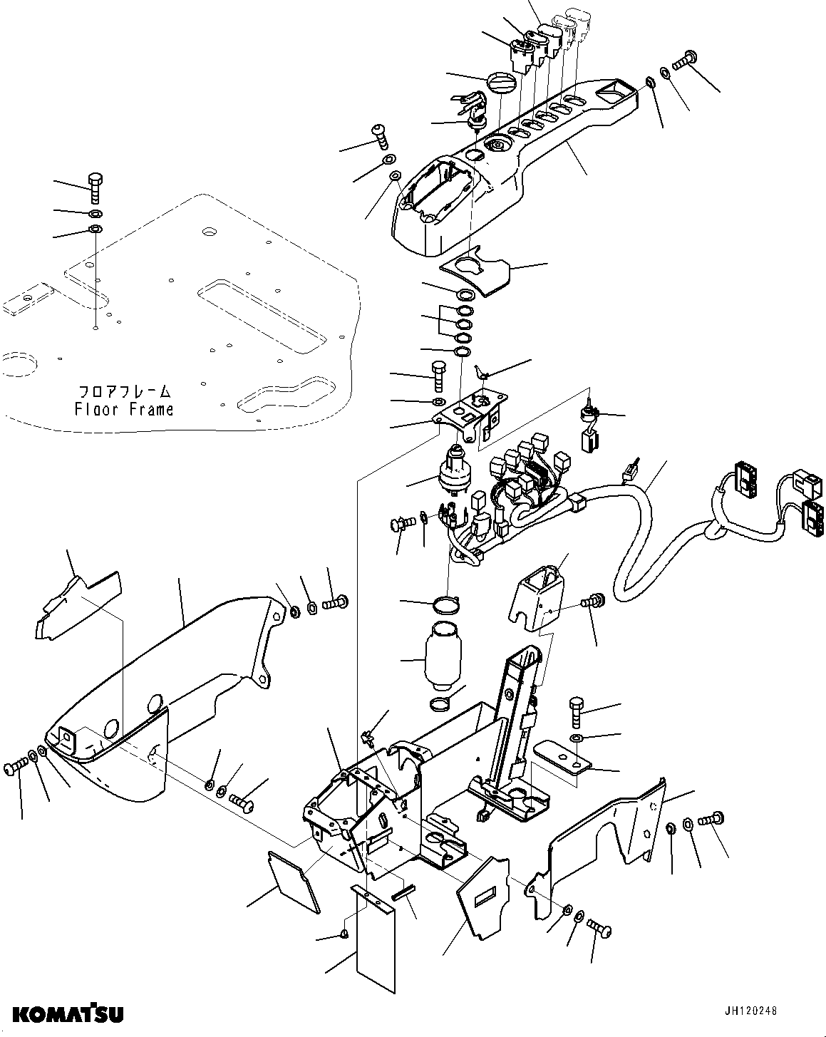 Komatsu parts book diagram for PC210LCI-11E0 S/N 600001-UP: CAB, FLOOR, CONSOLE, R.H.(#600001-)