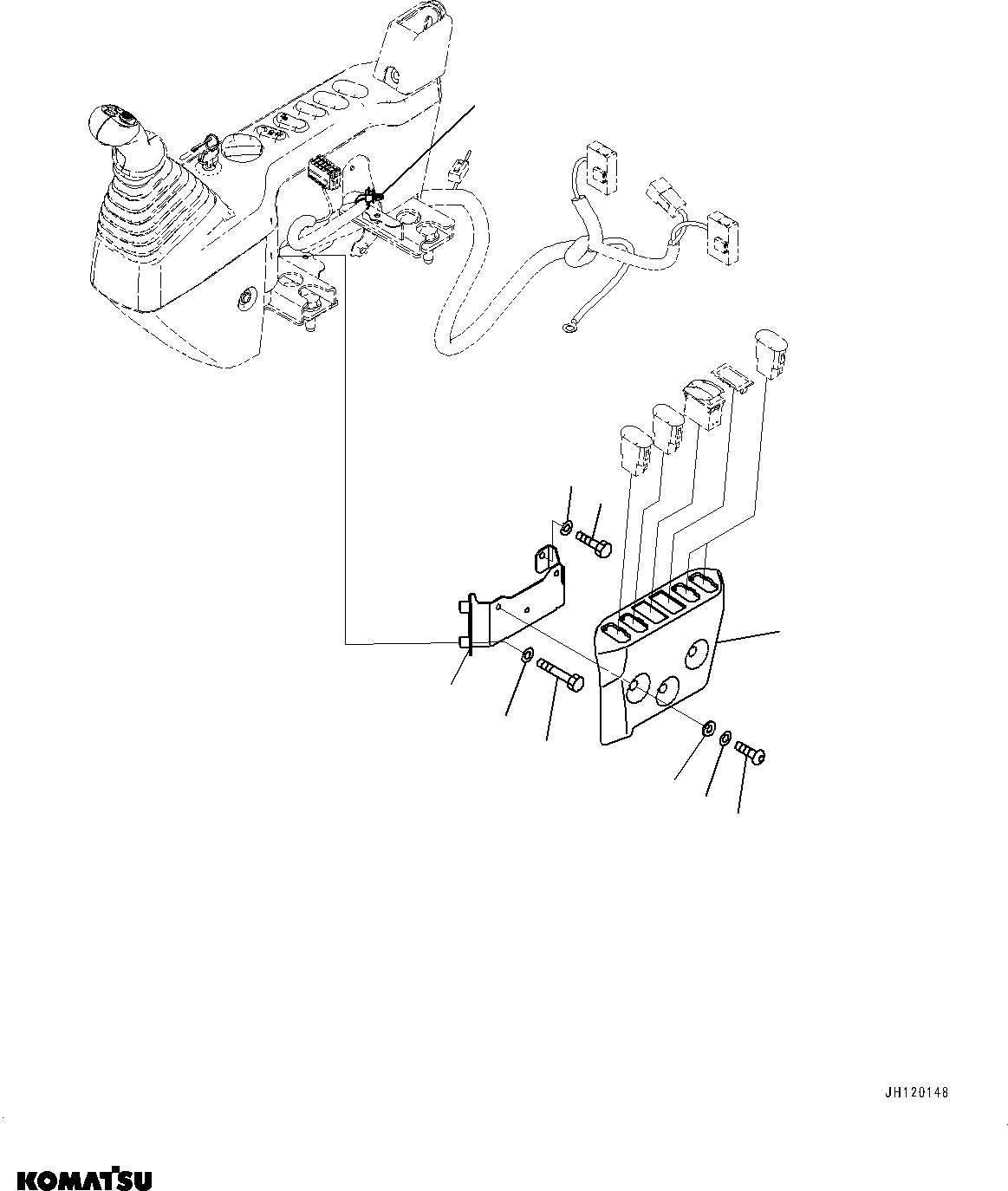 Komatsu parts book diagram for PC210LCI-11E0 S/N 600001-UP: CAB, FLOOR, SWITCH(#600001-)