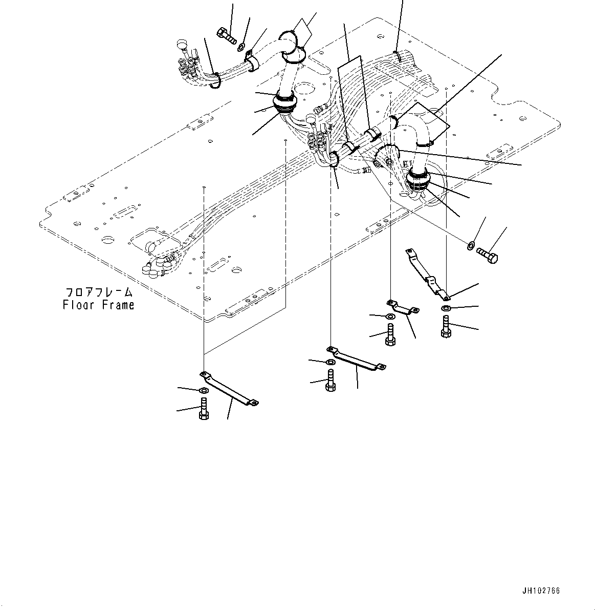 Komatsu parts book diagram for PC210LCI-11E0 S/N 600001-UP: CAB, FLOOR, PIPING MOUNTING(#600001-)