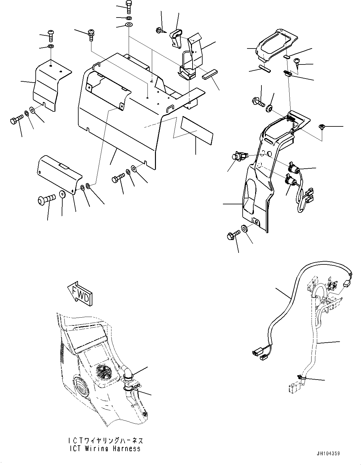 Komatsu parts book diagram for PC210LCI-11E0 S/N 600001-UP: CAB, REAR COVER, COOL BOX(#600001-)