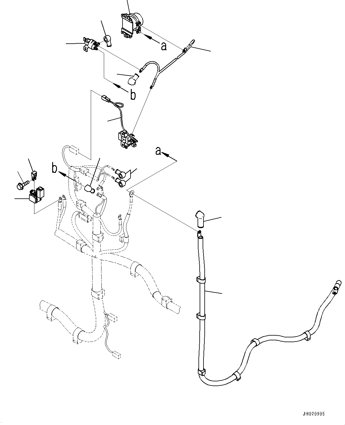 Komatsu parts book diagram for PC210LCI-11E0 S/N 600001-UP: WIRING HARNESS, BATTERY CABLE(#600001-)
