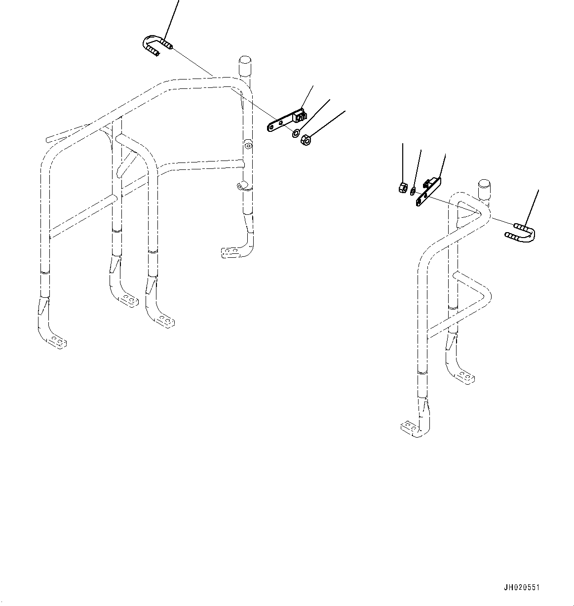 Komatsu parts book diagram for PC210LCI-11E0 S/N 600001-UP: HANDRAIL, BRACKET(#500470-)