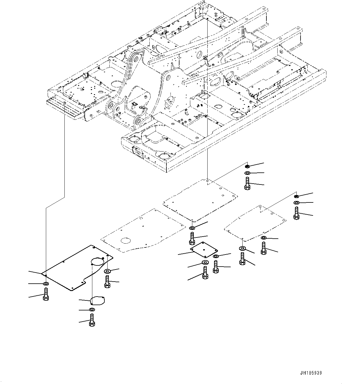 Komatsu parts book diagram for PC210LCI-11E0 S/N 600001-UP: UNDER COVER, (2/2)(#500470-)