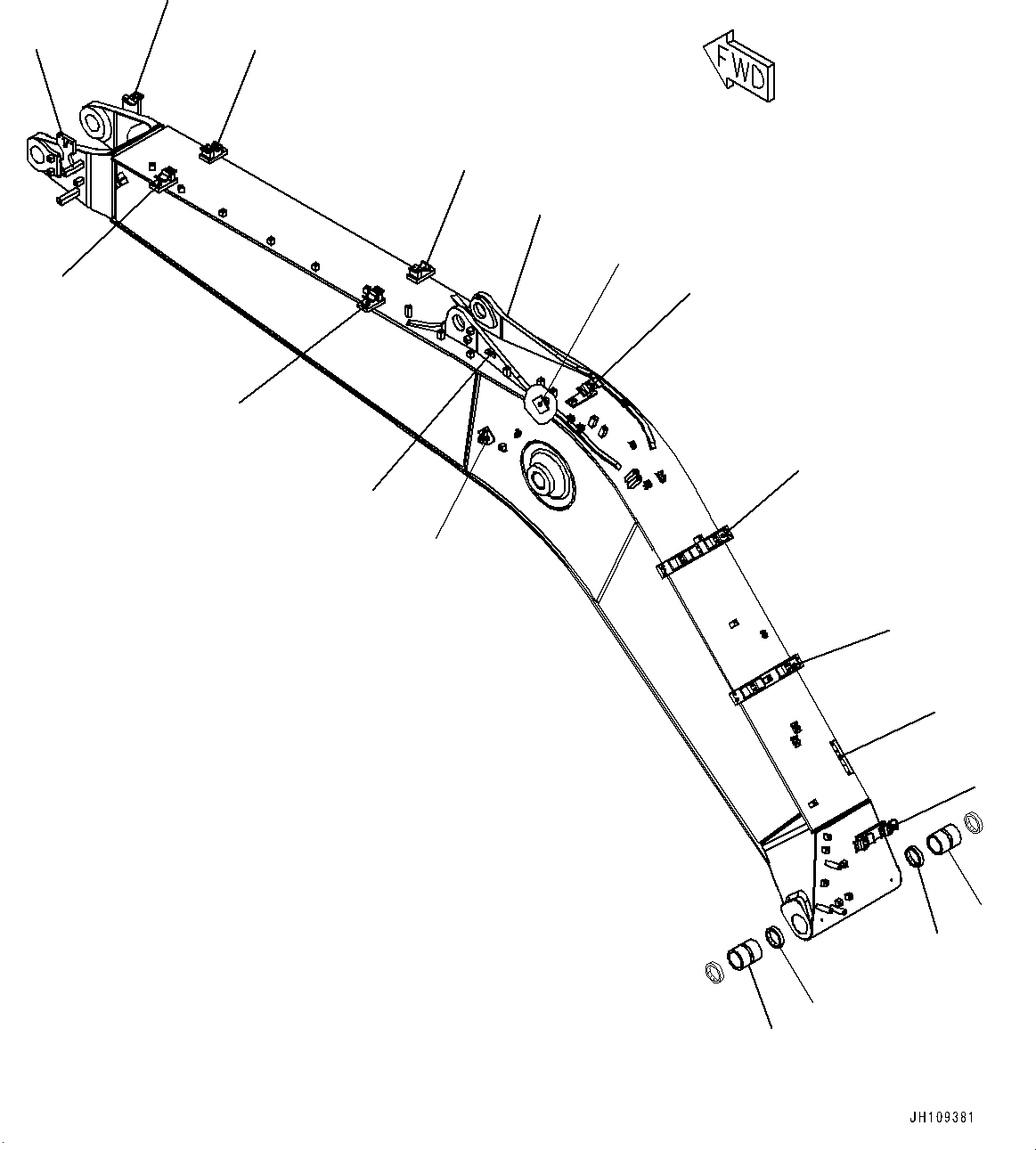 Komatsu parts book diagram for PC210LCI-11E0 S/N 600001-UP: BOOM, BOOM AND BUSHING (5700MM, 1-ATTACHMENT)(#500470-)