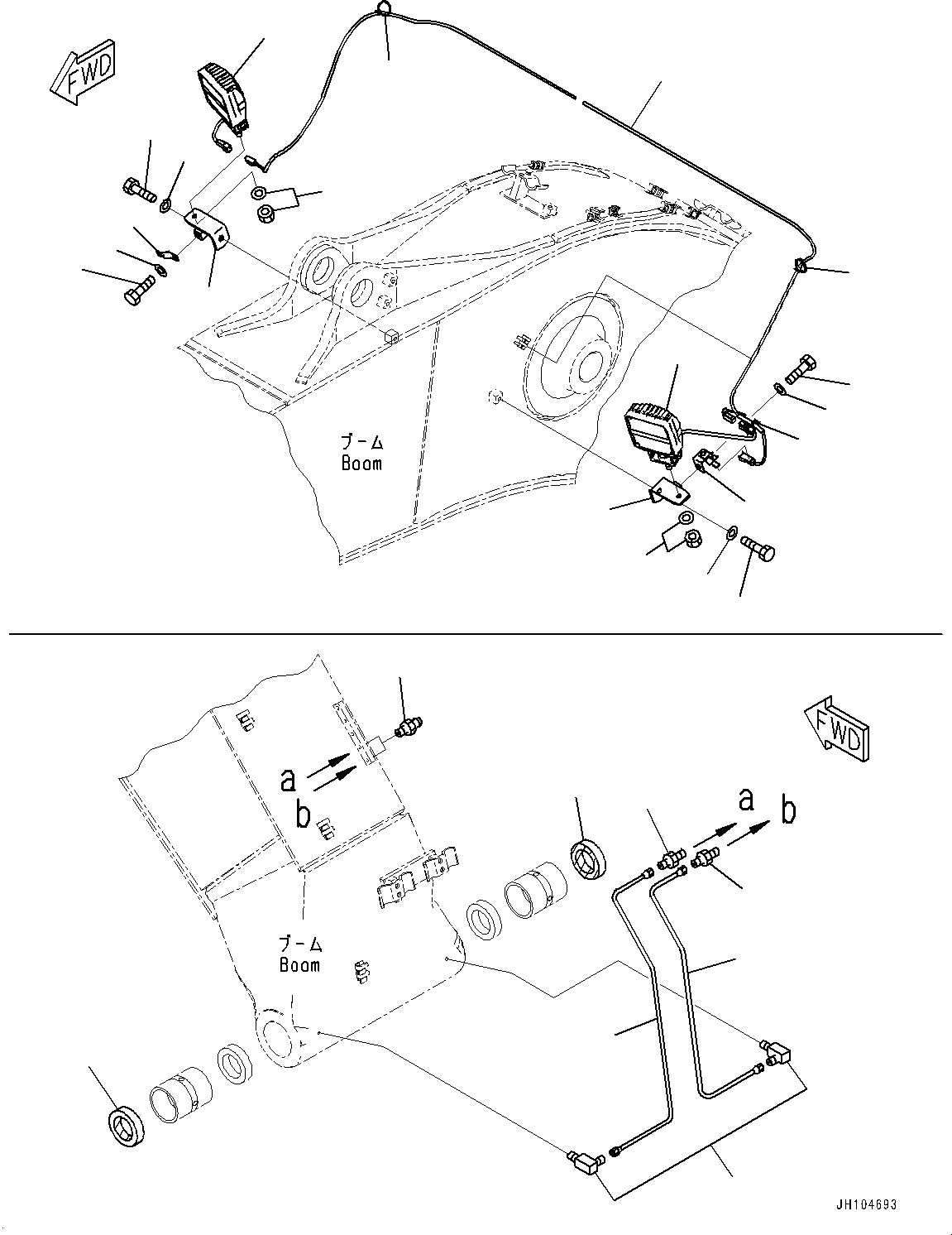 Komatsu parts book diagram for PC210LCI-11E0 S/N 600001-UP: BOOM, WORKING LAMP(#500470-)