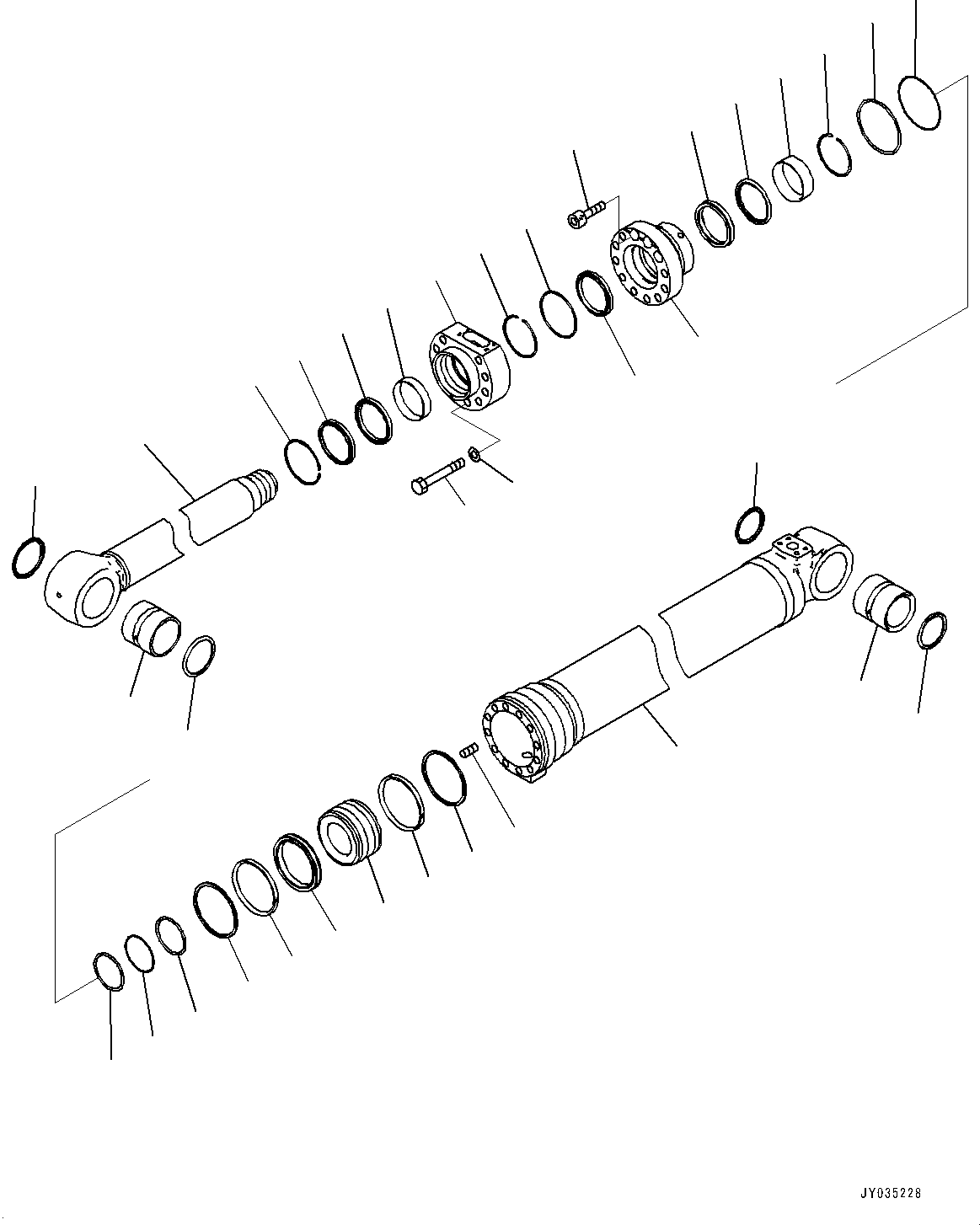 Komatsu parts book diagram for PC210LCI-11E0 S/N 600001-UP: BOOM CYLINDER, INNER PARTS, BOOM CYLINDER, L.H. (2/3)(#500470-)