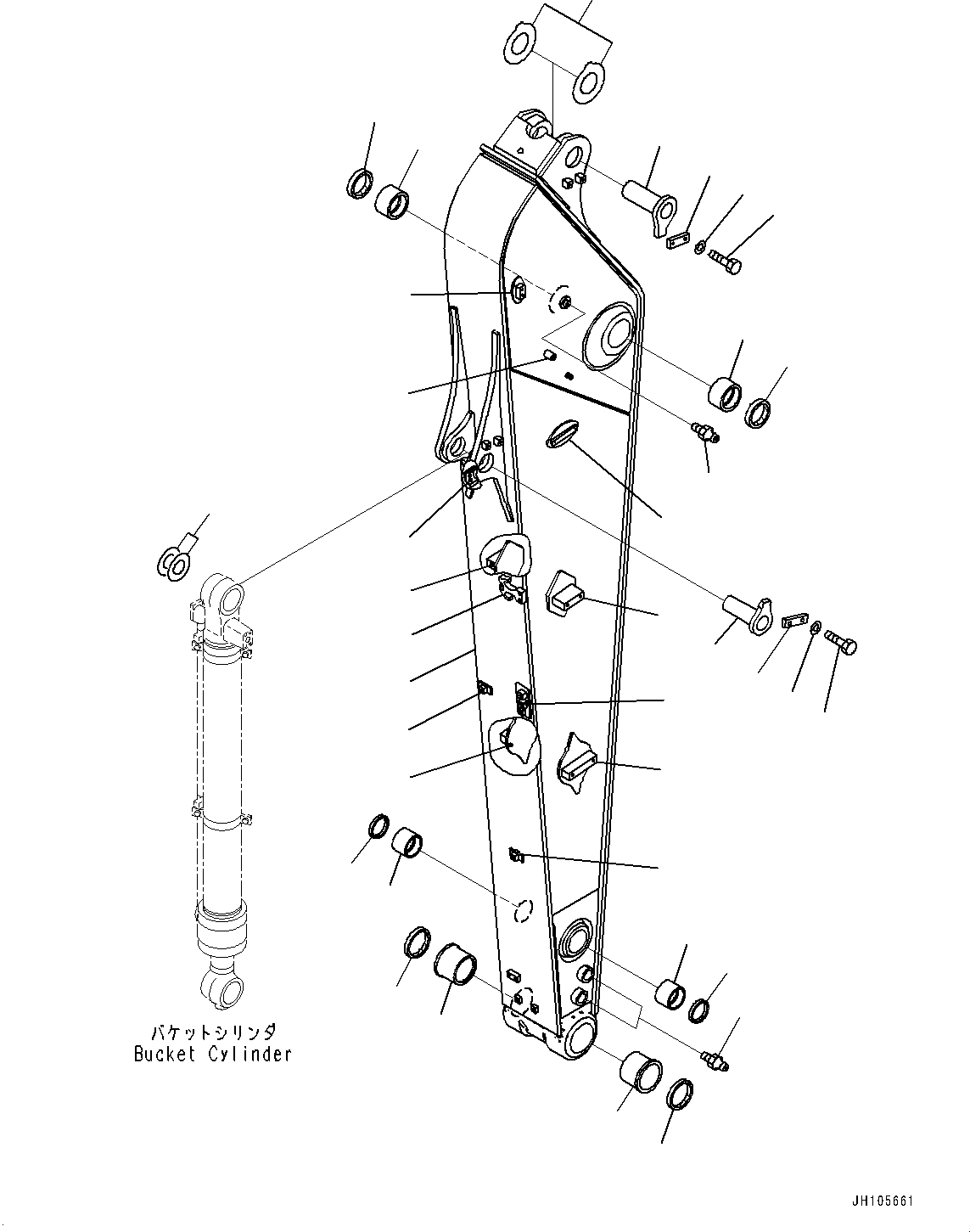 Komatsu parts book diagram for PC210LCI-11E0 S/N 600001-UP: ARM, ARM AND PIN (2900MM, 1-ATTACHMENT)(#500470-)