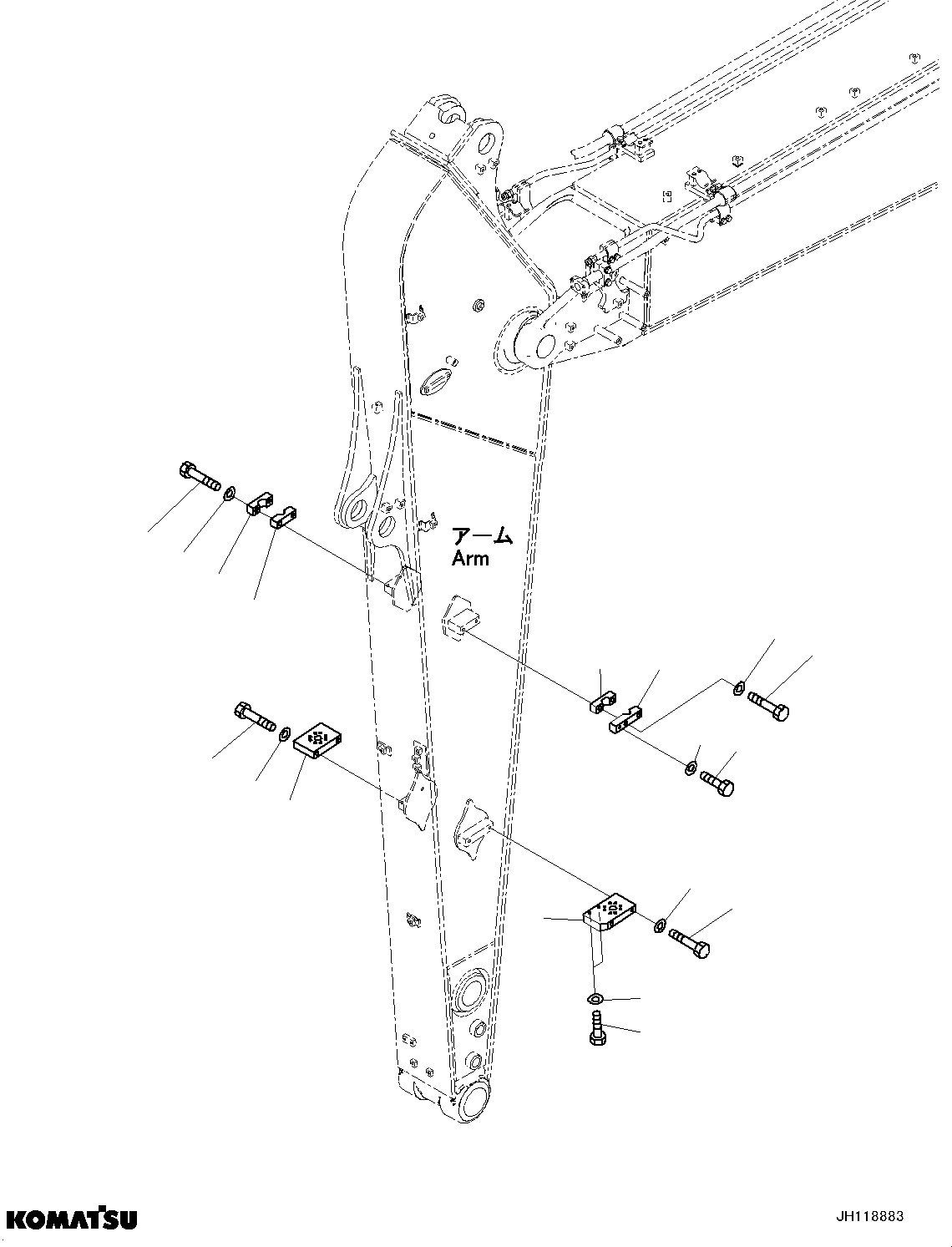 Komatsu parts book diagram for PC210LCI-11E0 S/N 600001-UP: ARM, ATTACHMENT PIPING (2/2)(#500470-)