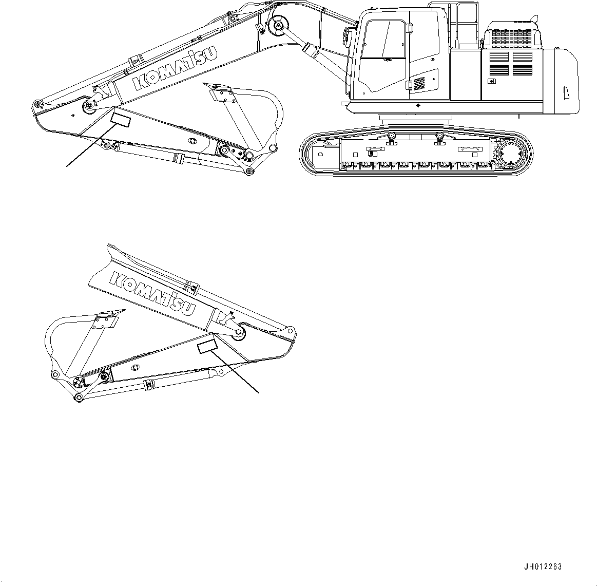 Komatsu parts book diagram for PC210LCI-11E0 S/N 600001-UP: CAUTION PLATES, KEEP OFF WORKING RANGES, (#500470-)