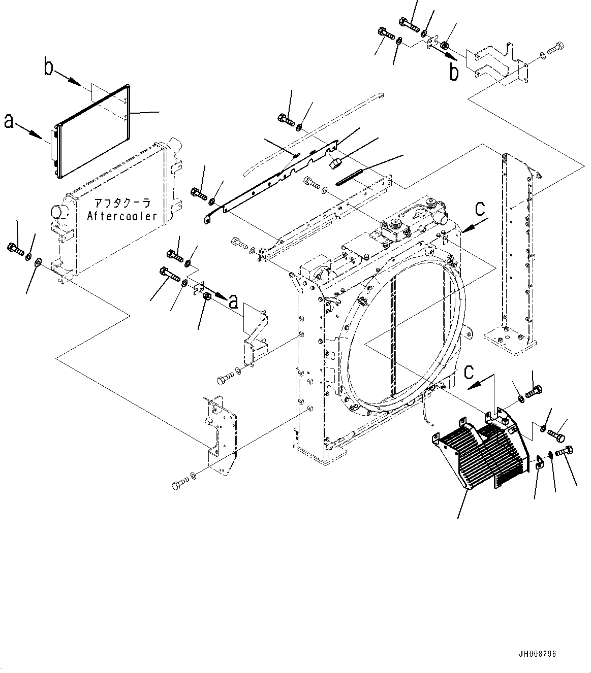 Komatsu parts book diagram for PC350LC-8M0 S/N 85001-UP: COOLING SYSTEM, AFTERCOOLER AND CONDENSER(#82088-)