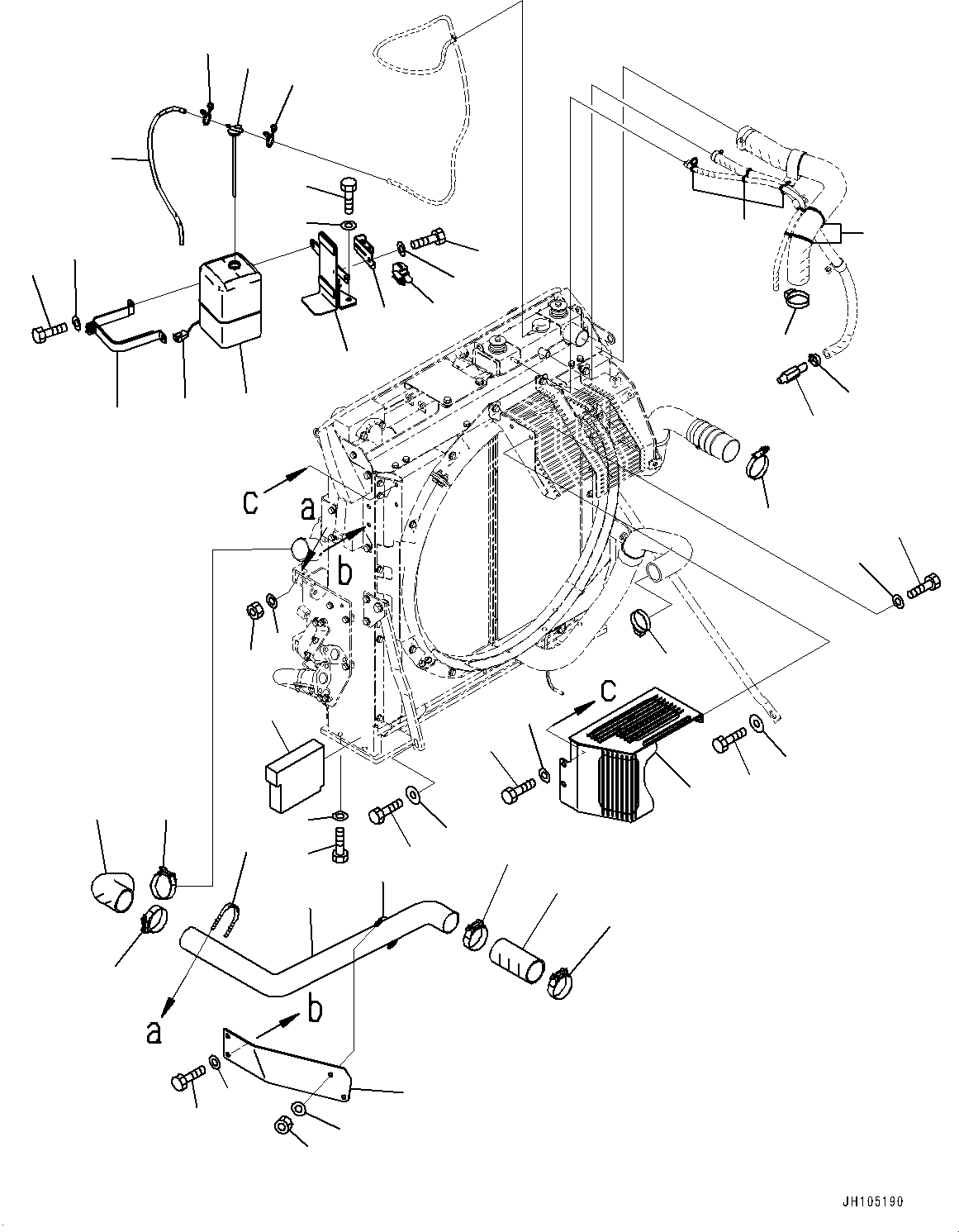 Komatsu parts book diagram for PC350LC-8M0 S/N 85001-UP: COOLING SYSTEM, RESERVOIR TANK AND PIPING(#82088-)