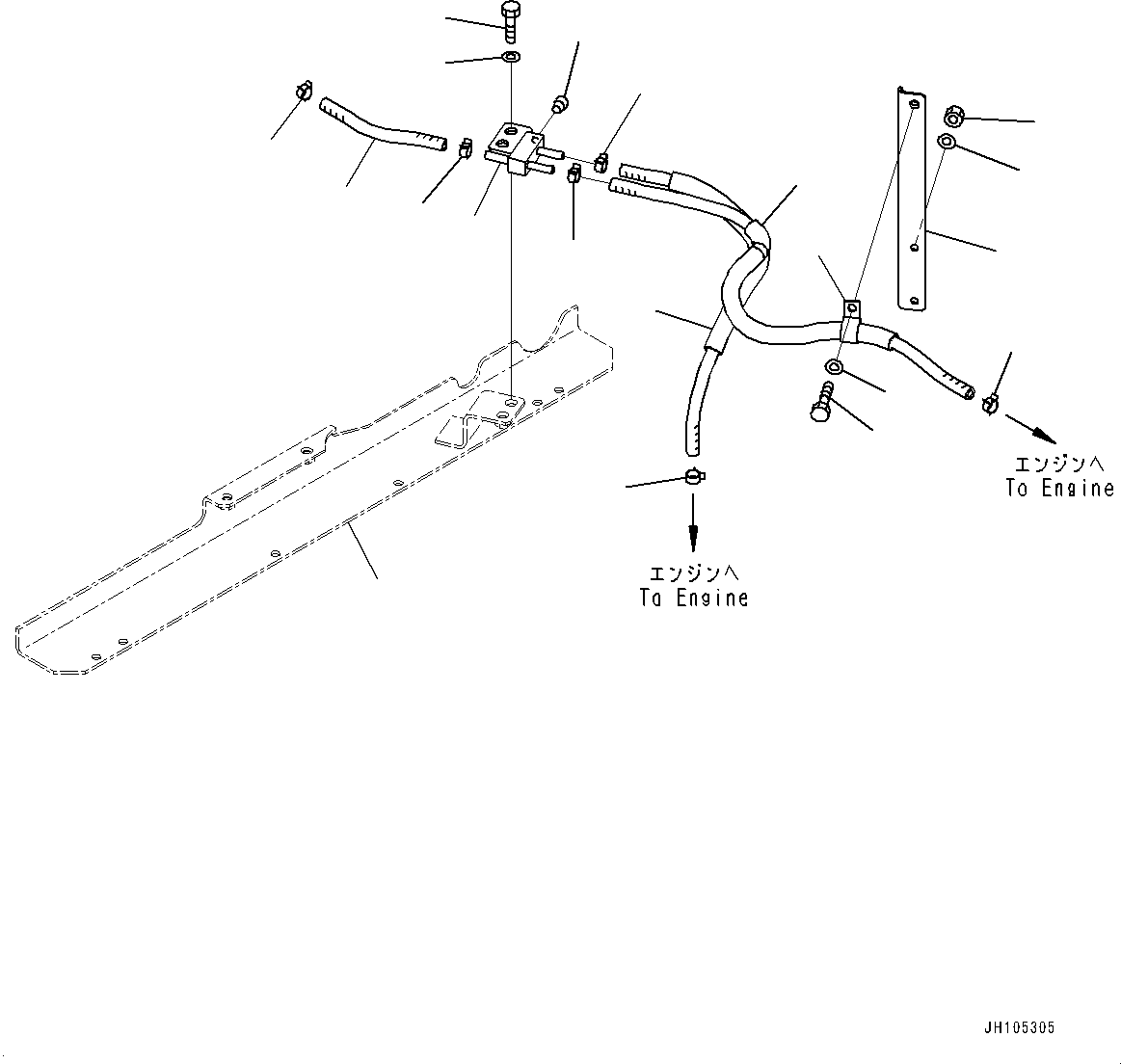 Komatsu parts book diagram for PC350LC-8M0 S/N 85001-UP: COOLING SYSTEM, RESERVOIR TANK PIPING(#82088-)