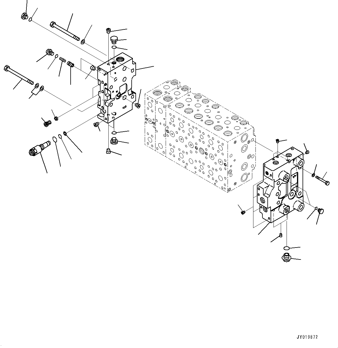 Komatsu parts book diagram for PC350LC-8M0 S/N 85001-UP: CONTROL VALVE, 8-SPOOL (7/25)(#80001-)