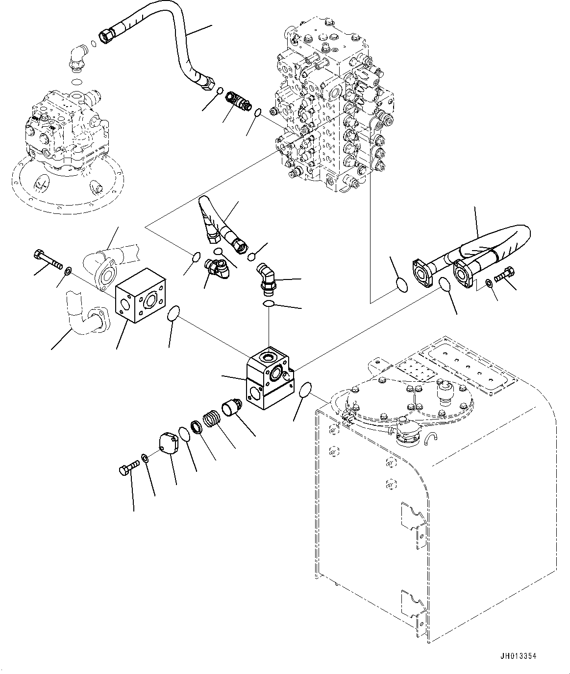 Komatsu parts book diagram for PC350LC-8M0 S/N 85001-UP: RETURN PIPING, (#80001-)