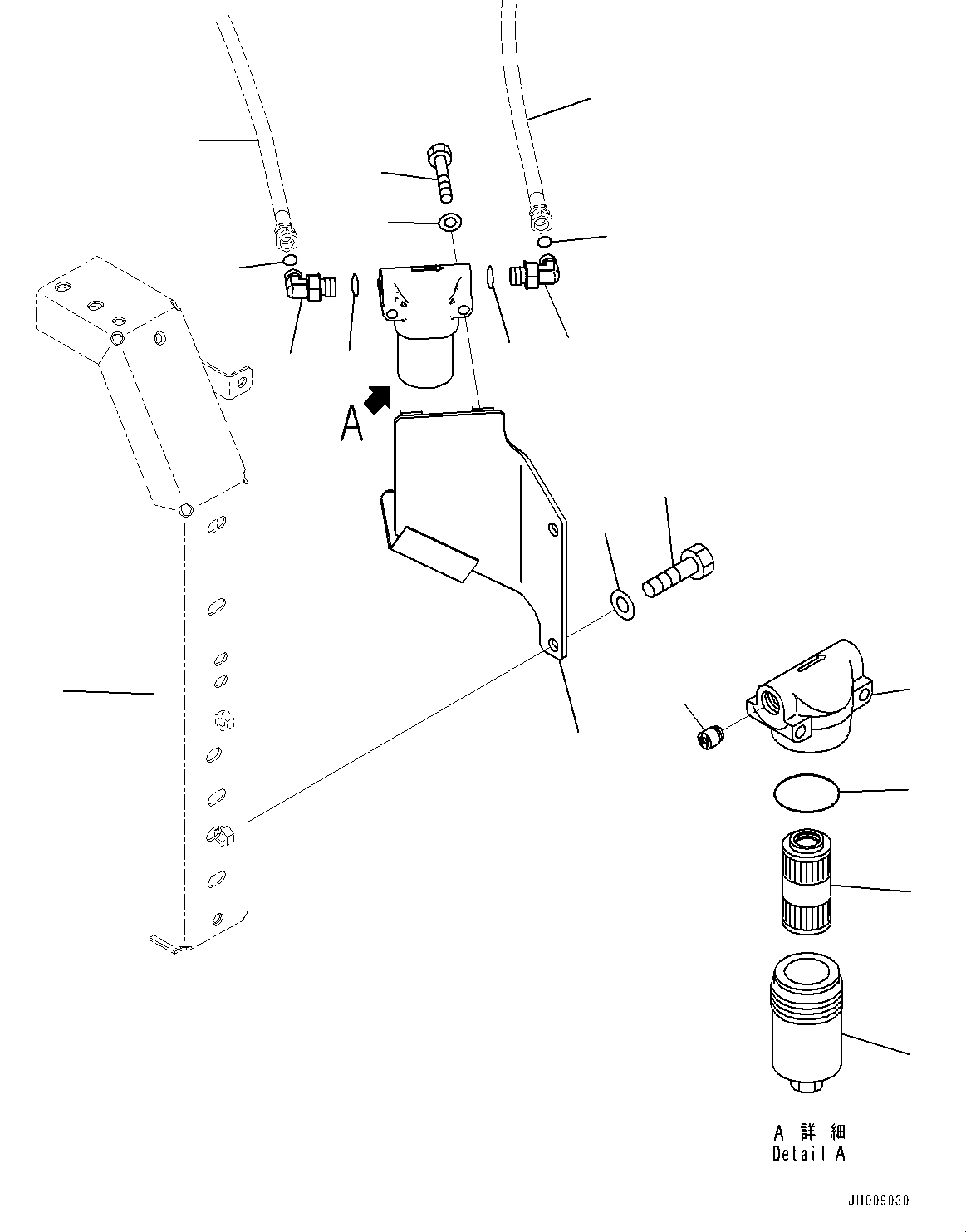 Komatsu parts book diagram for PC350LC-8M0 S/N 85001-UP: ACTUATOR PIPING, PILOT FILTER(#80001-)