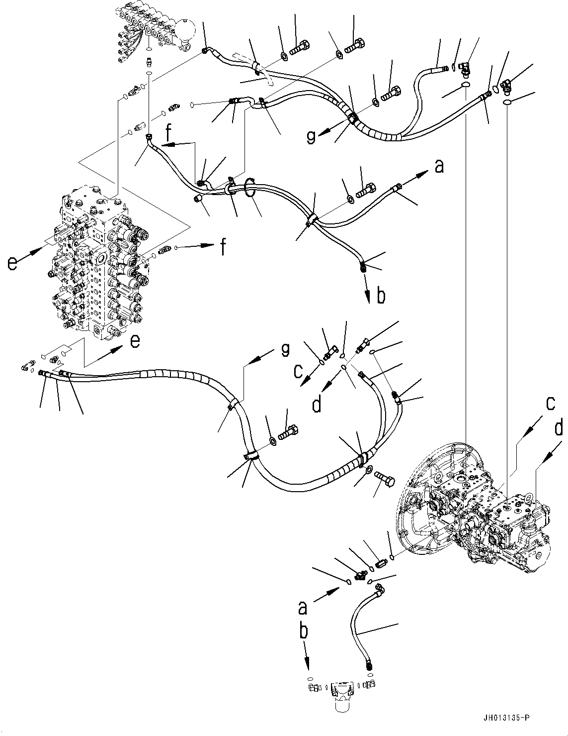 Komatsu parts book diagram for PC350LC-8M0 S/N 85001-UP: LS PIPING, (#80001-83544)