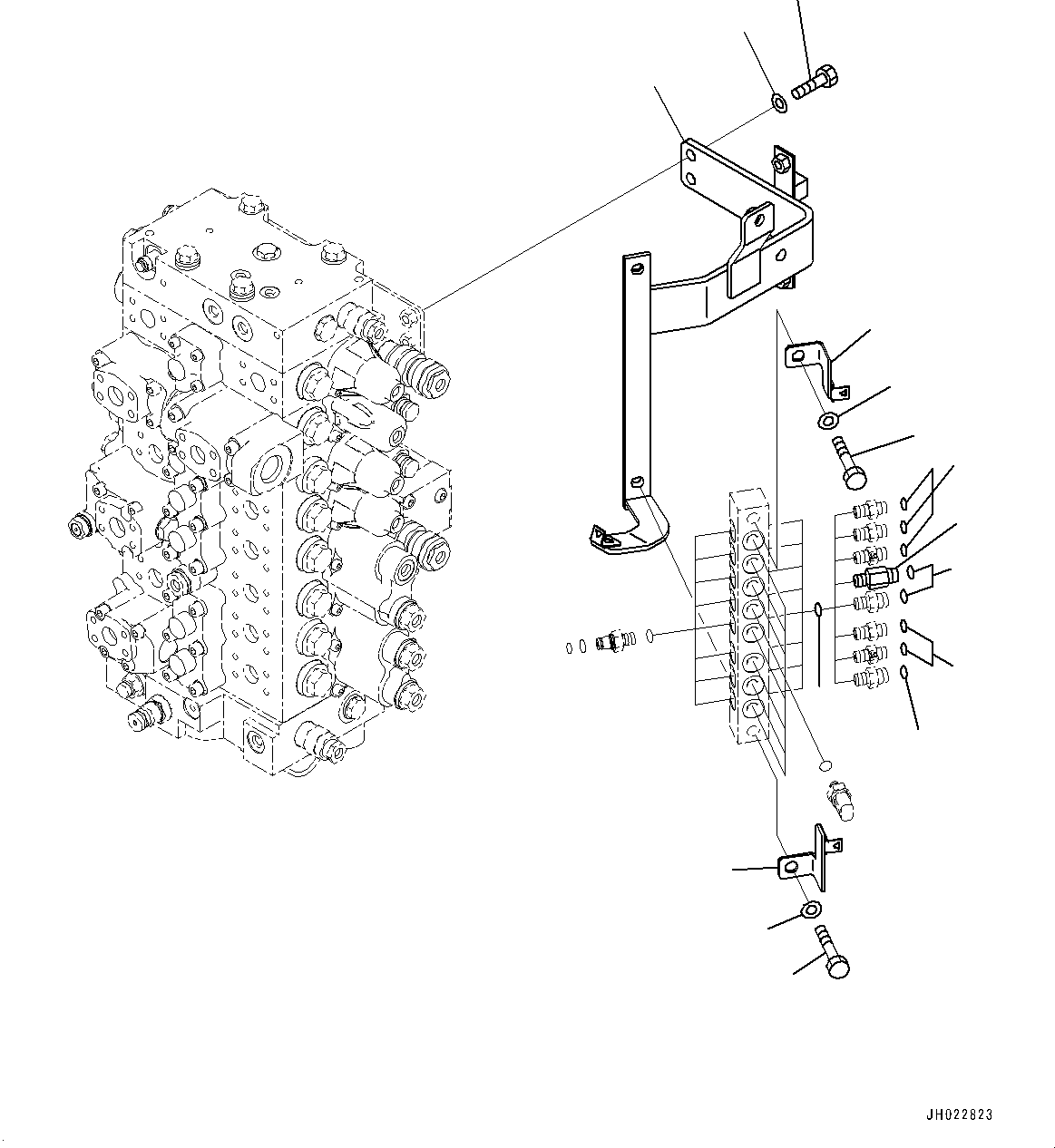 Komatsu parts book diagram for PC350LC-8M0 S/N 85001-UP: PRESSURE SWITCH BLOCK, BRACKET(#81052-)