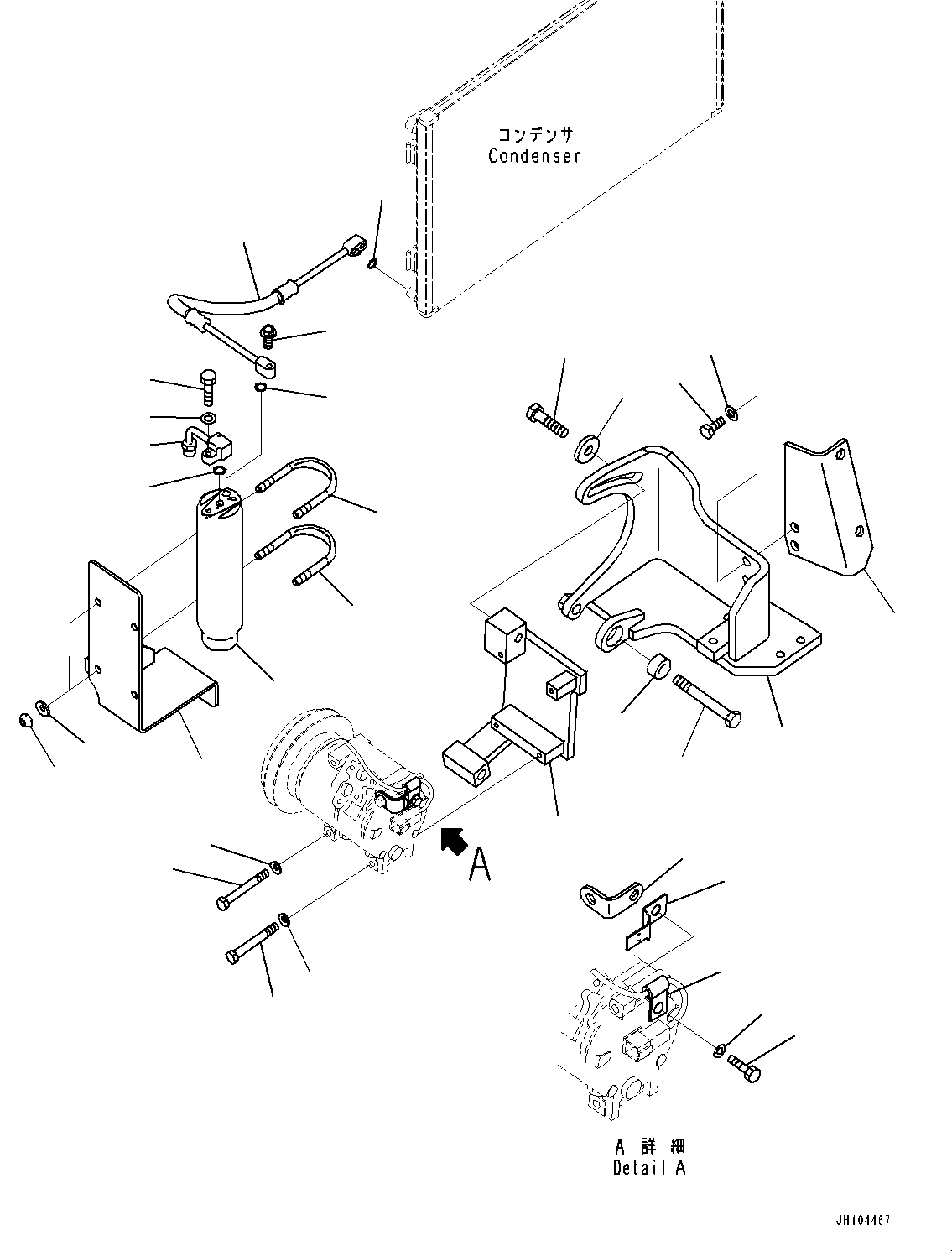 Komatsu parts book diagram for PC350LC-8M0 S/N 85001-UP: AIR CONDITIONER UNIT, COMPRESSOR MOUNTING(#81348-)