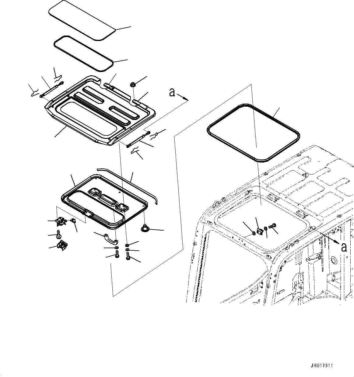 Komatsu parts book diagram for PC350LC-8M0 S/N 85001-UP: CAB, ROOF VENTILATOR(#85001-)