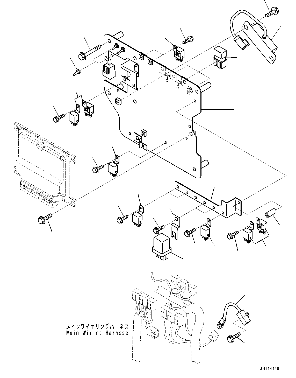 Komatsu parts book diagram for PC350LC-8M0 S/N 85001-UP: CAB, CAB IN PARTS, SUB PLATE AND RELAY(#85001-)