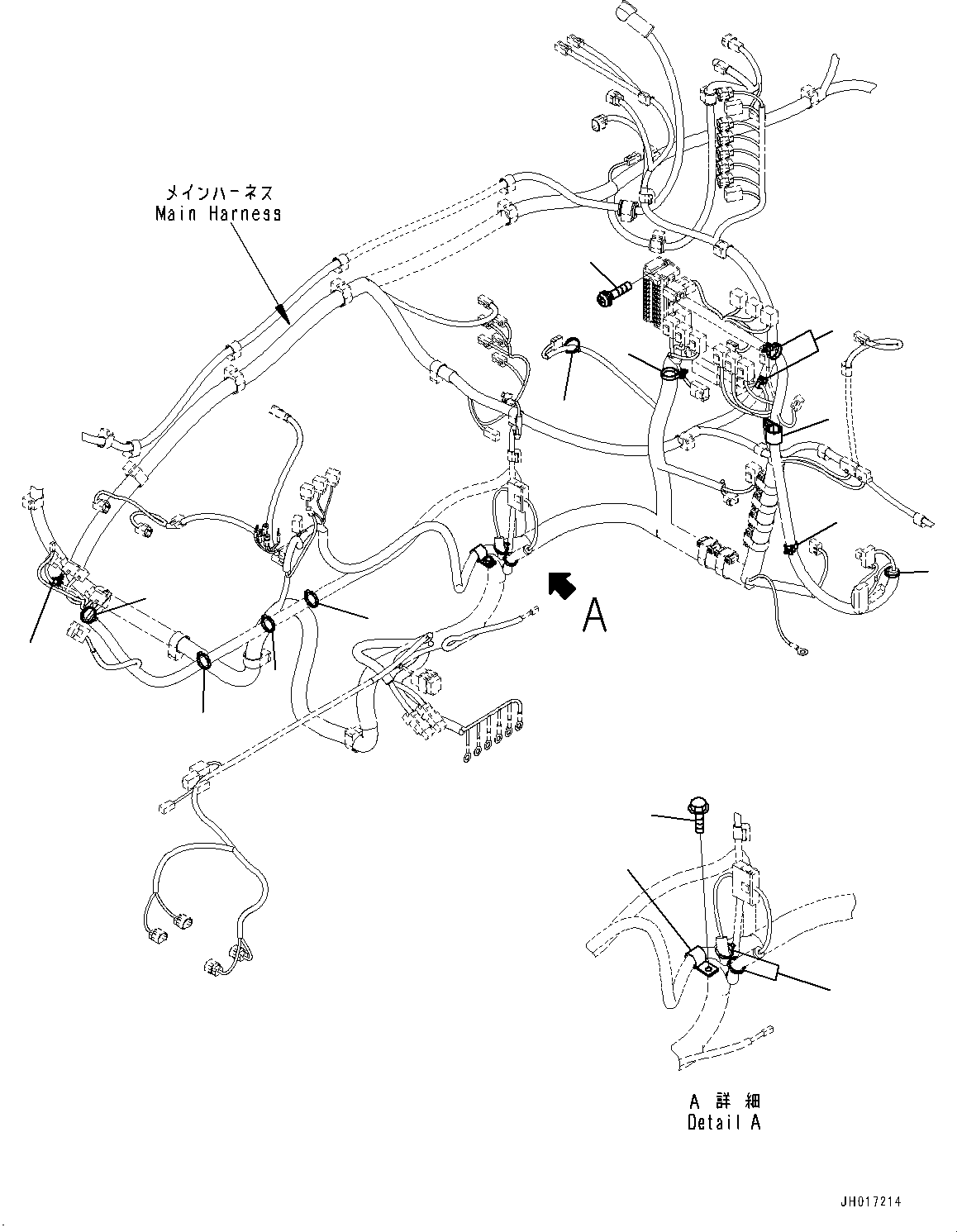 Komatsu parts book diagram for PC350LC-8M0 S/N 85001-UP: CAB, CAB IN PARTS, MAIN WIRING HARNESS CLAMP(#85001-)