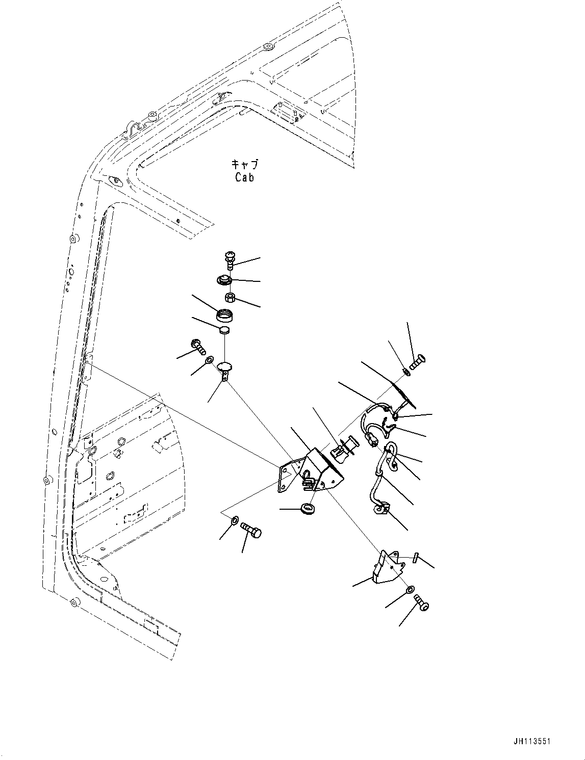 Komatsu parts book diagram for PC350LC-8M0 S/N 85001-UP: CAB, CAB IN PARTS, EMERGENCY ENGINE STOP SWITCH(#85001-)
