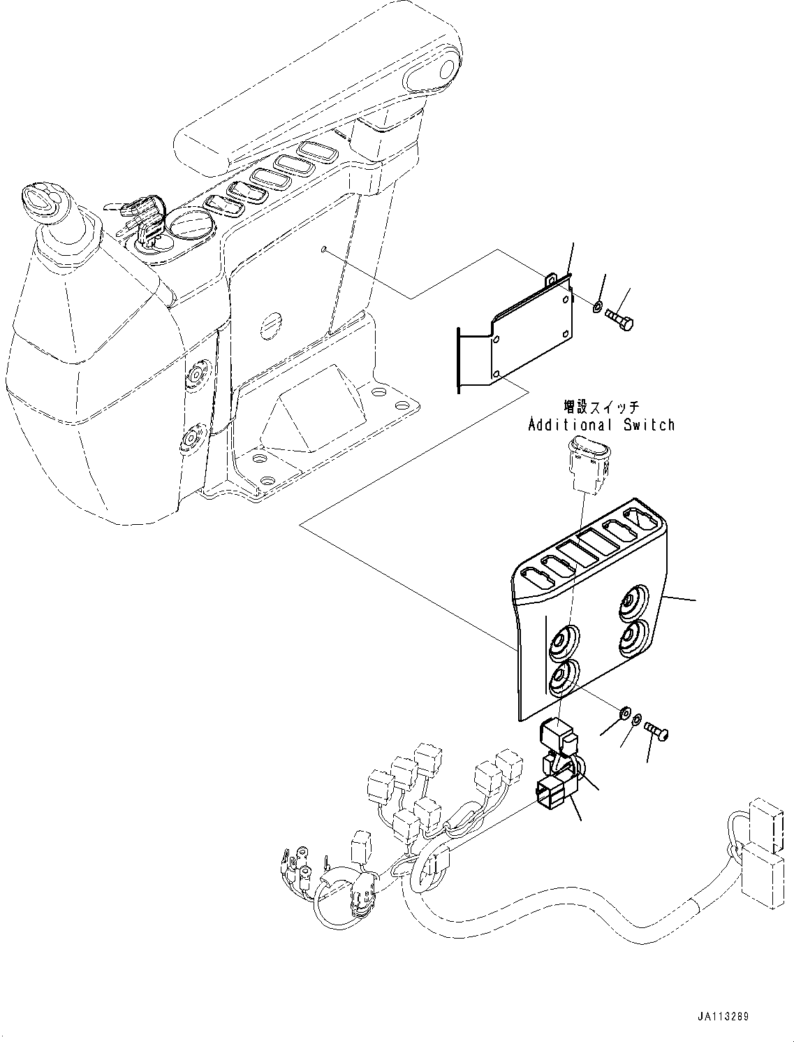 Komatsu parts book diagram for PC350LC-8M0 S/N 85001-UP: CAB, ADDITIONAL SWITCH COVER(#85001-)