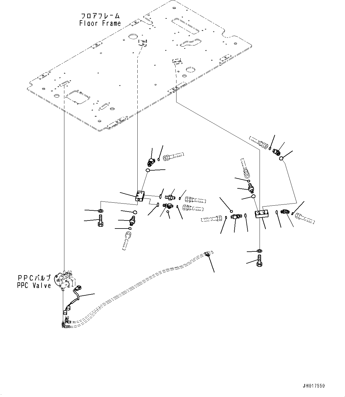 Komatsu parts book diagram for PC350LC-8M0 S/N 85001-UP: CAB, FLOOR, P, T BLOCK(#85001-)