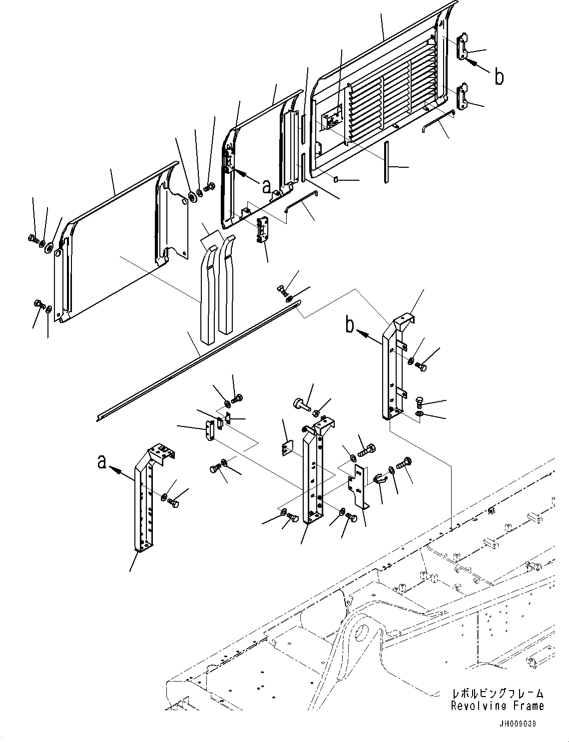 Komatsu parts book diagram for PC350LC-8M0 S/N 85001-UP: SIDE COVER R.H., (#80001-81071)