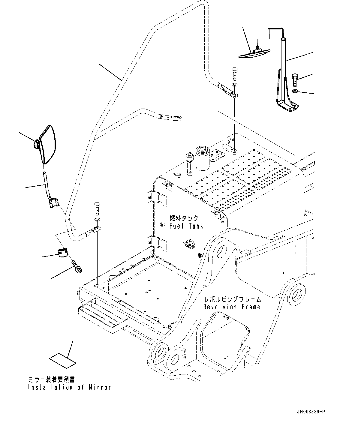 Komatsu parts book diagram for PC350LC-8M0 S/N 85001-UP: REARVIEW MIRROR R.H., (#80001-)