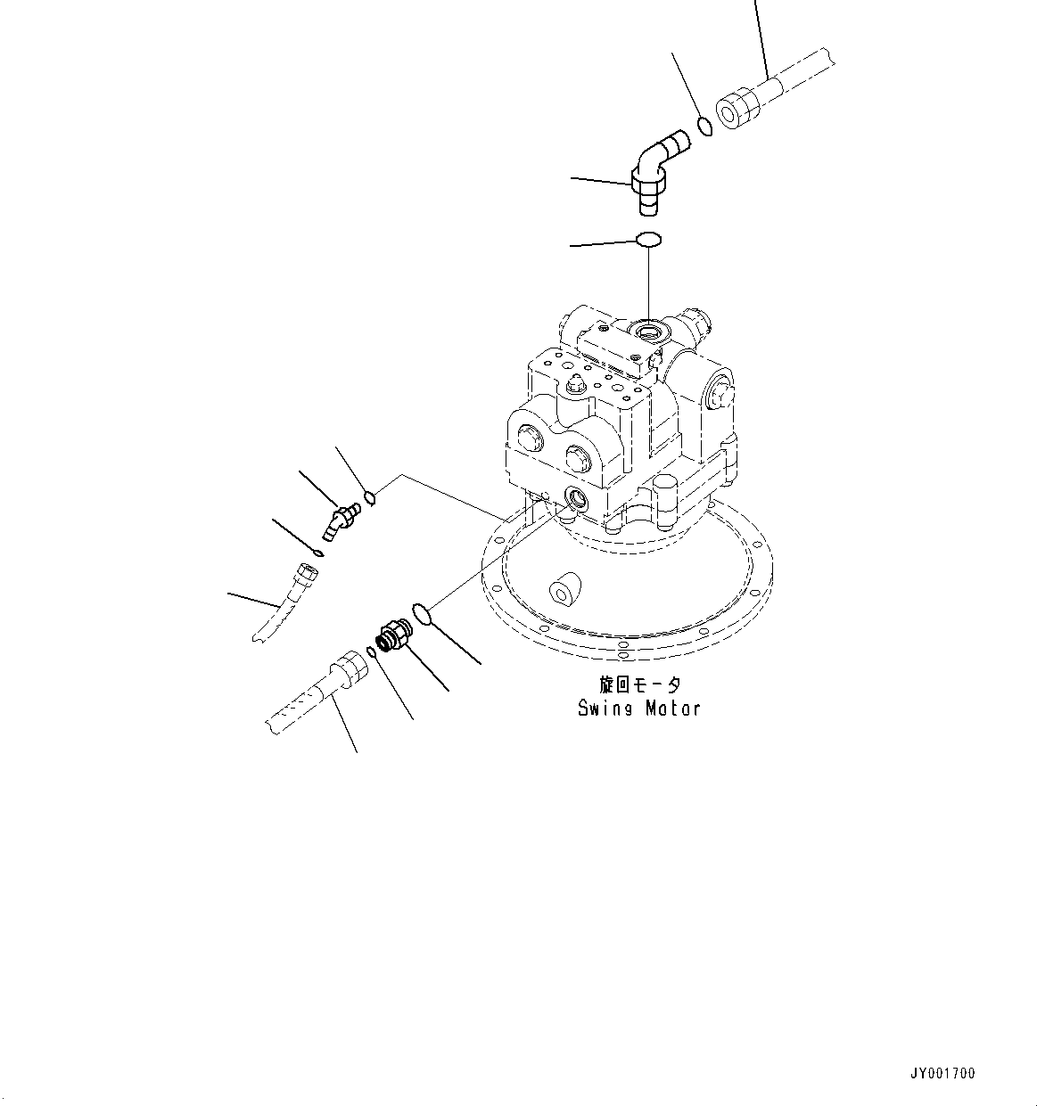 Komatsu parts book diagram for PC350LC-8M0 S/N 85001-UP: SWING MOTOR CONNECTING PARTS, (#80001-)