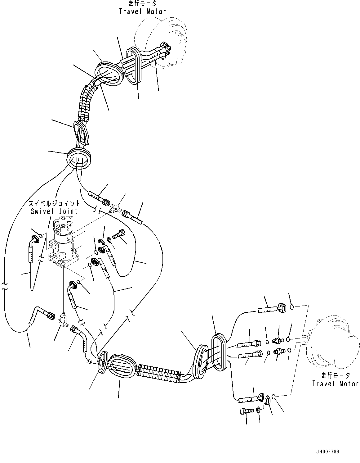 Komatsu parts book diagram for PC350LC-8M0 S/N 85001-UP: TRAVEL PIPING, (#80001-)