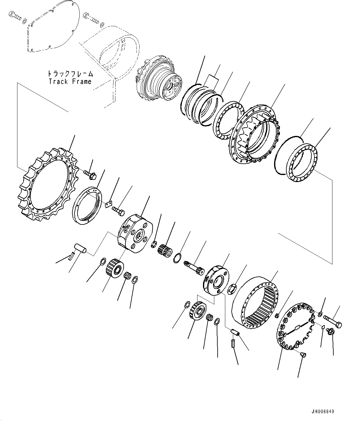 Komatsu parts book diagram for PC350LC-8M0 S/N 85001-UP: TRAVEL MOTOR AND FINAL DRIVE, FINAL DRIVE L.H.(#80001-)
