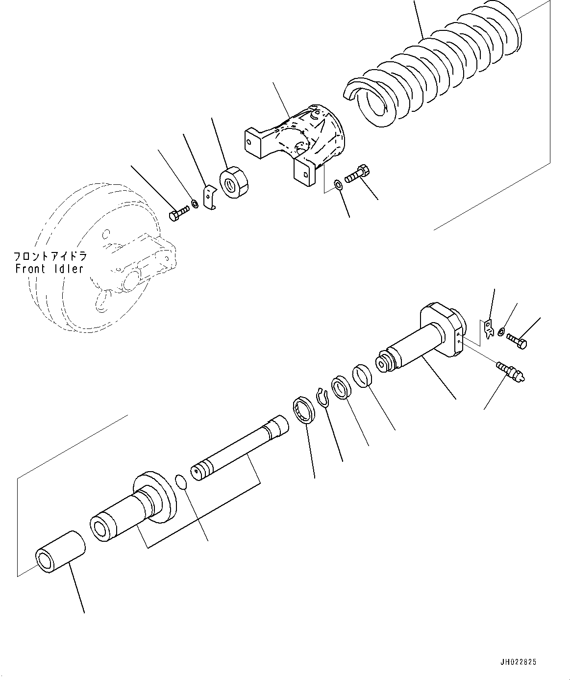 Komatsu parts book diagram for PC350LC-8M0 S/N 85001-UP: FRONT IDLER AND IDLER CUSHION, CUSHION(#82230-)