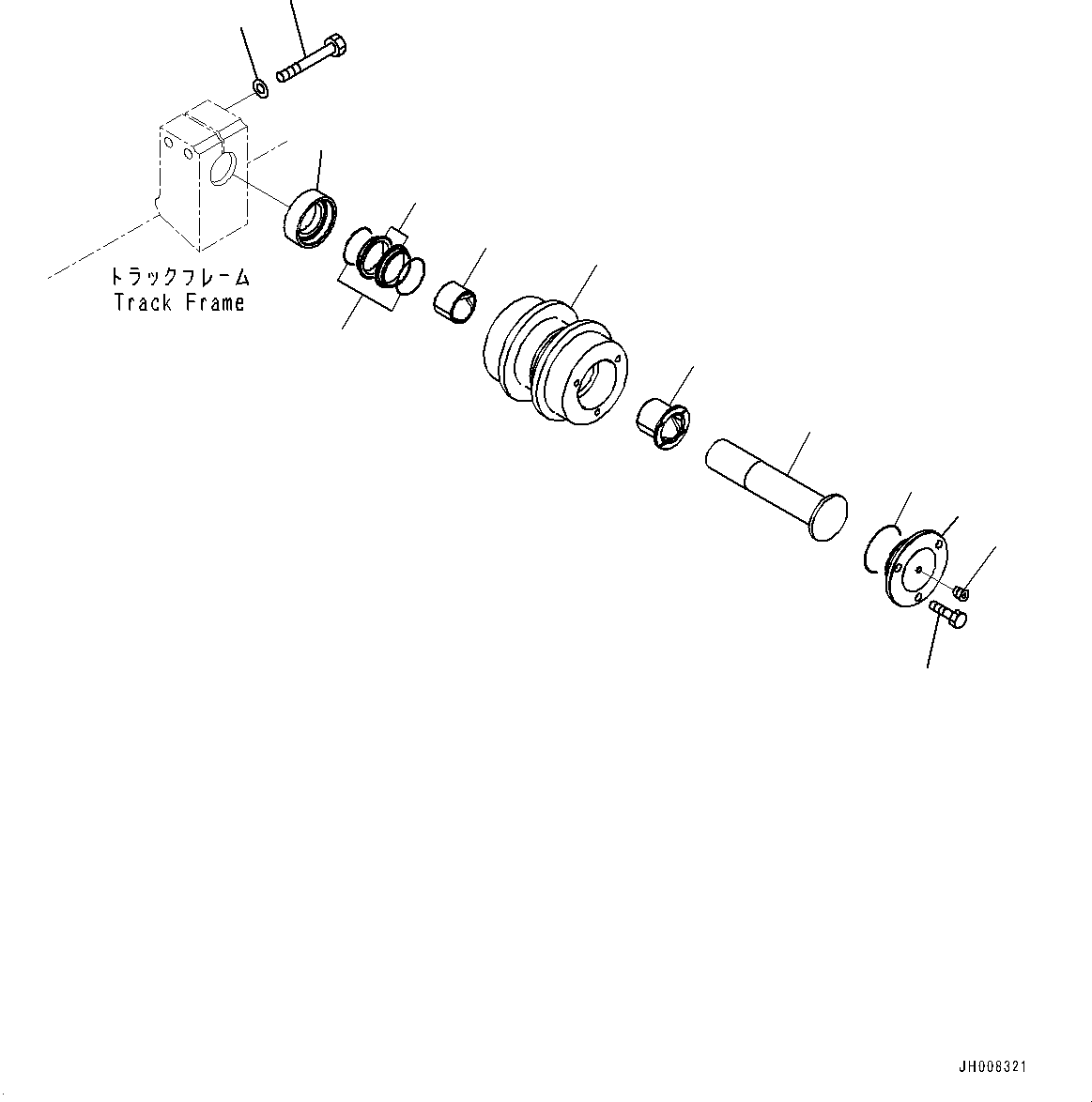 Komatsu parts book diagram for PC350LC-8M0 S/N 85001-UP: CARRIER ROLLER, (#80391-)