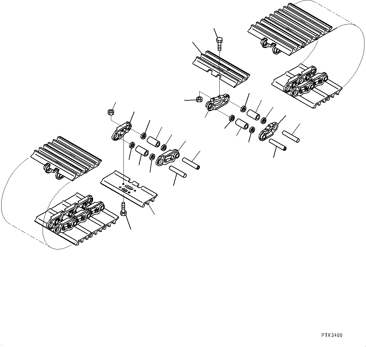 Komatsu parts book diagram for PC350LC-8M0 S/N 85001-UP: TRACK SHOE ASSEMBLY, (OBLONG HOLED TRIPLE GROUSER SHOE, 700MM WIDTH, GREASE SEALED TYPE, 96 SET)(#80001-)
