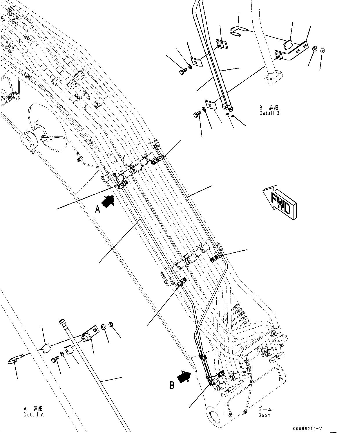 Komatsu parts book diagram for PC350LC-8M0 S/N 85001-UP: BOOM, QUICK COUPLER PIPING (1/3)(#80001-)