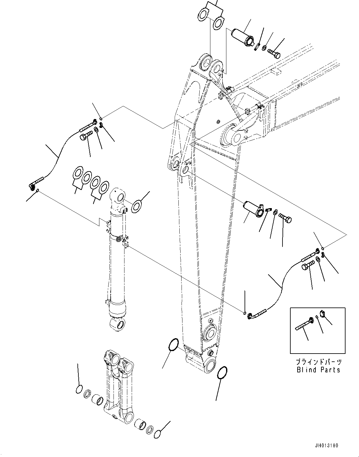 Komatsu parts book diagram for PC350LC-8M0 S/N 85001-UP: ARM, BUCKET CYLINDER HOSE AND PIN(#80001-)