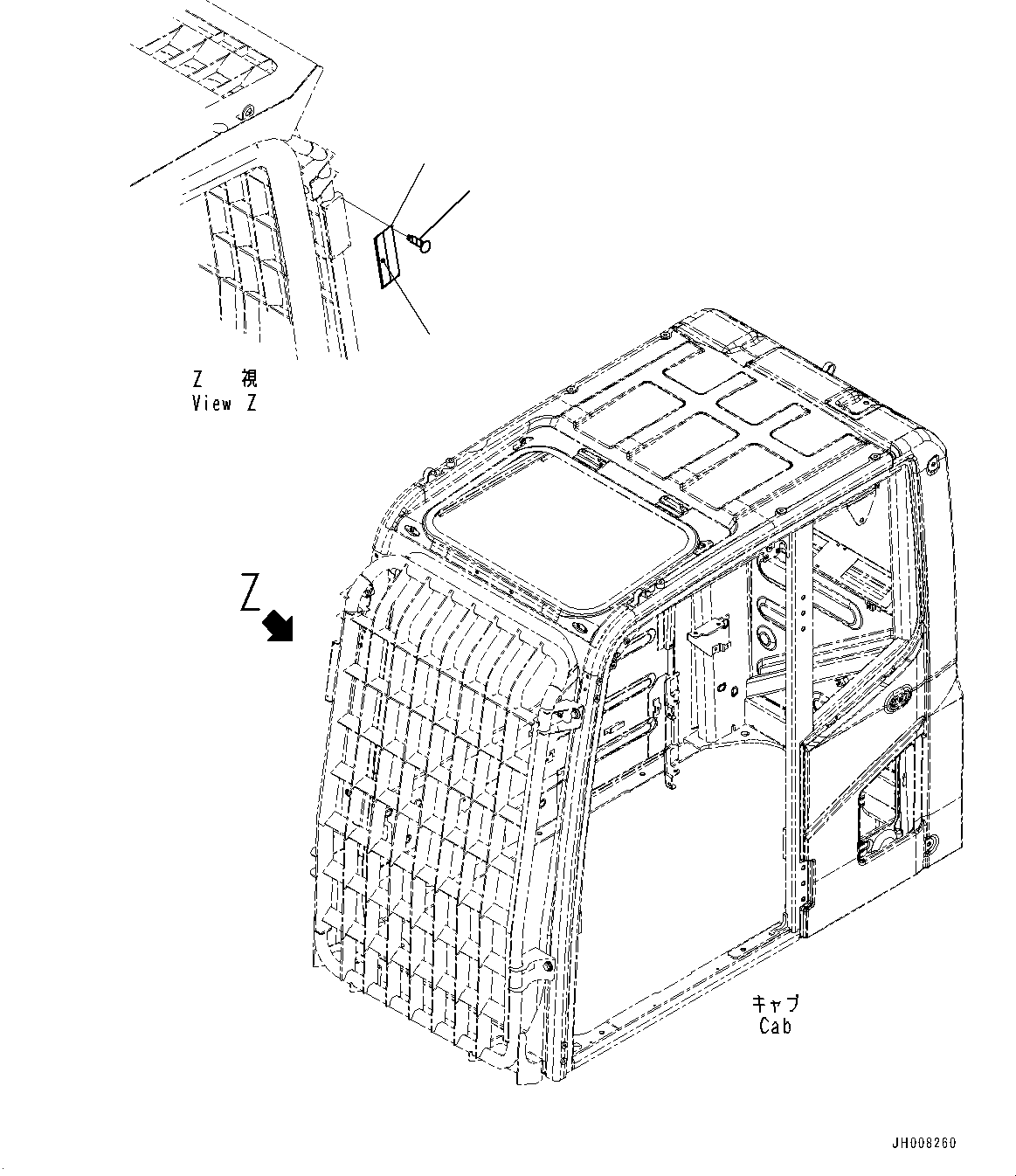 Komatsu parts book diagram for PC350LC-8M0 S/N 85001-UP: FOPS PLATE, (CAB FRONT FULL GUARD LV2)(#80001-)