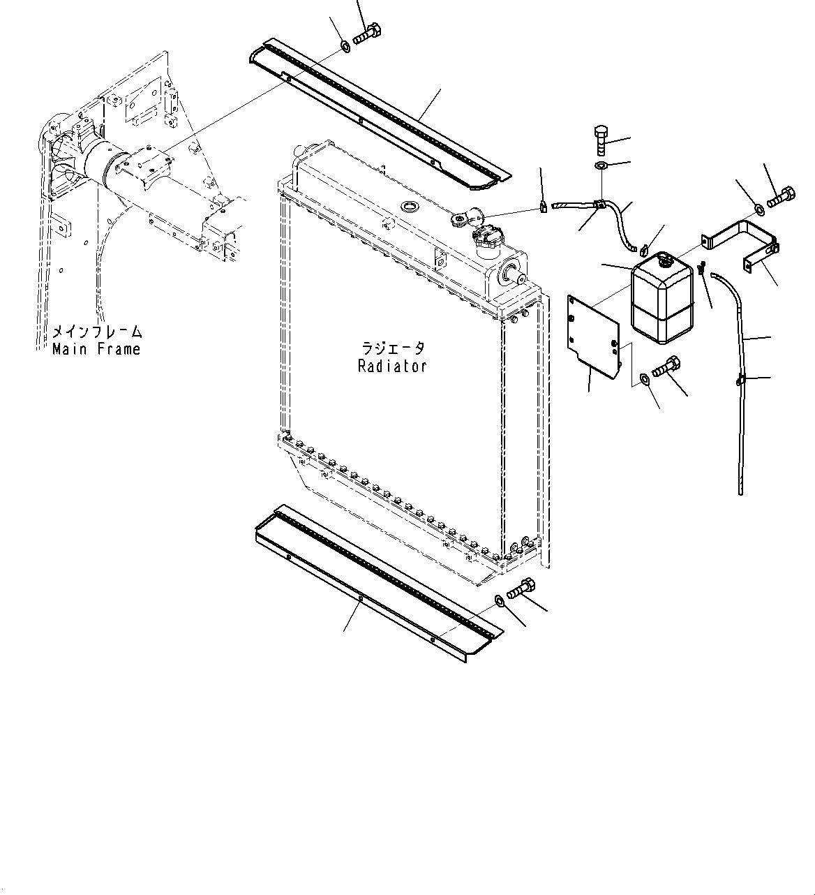 Komatsu parts book diagram for D85MS-15 S/N 2101-UP: RADIATOR, WIND BRAKES AND RESERVOIR TANK(#1006-)