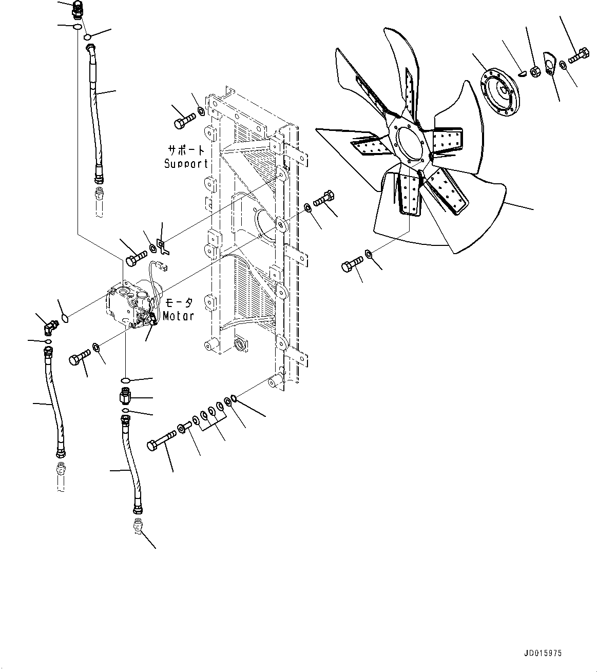 Komatsu parts book diagram for D85MS-15 S/N 2101-UP: COOLING FAN DRIVE, BLOWER MOTOR (2/2)(#1006-)