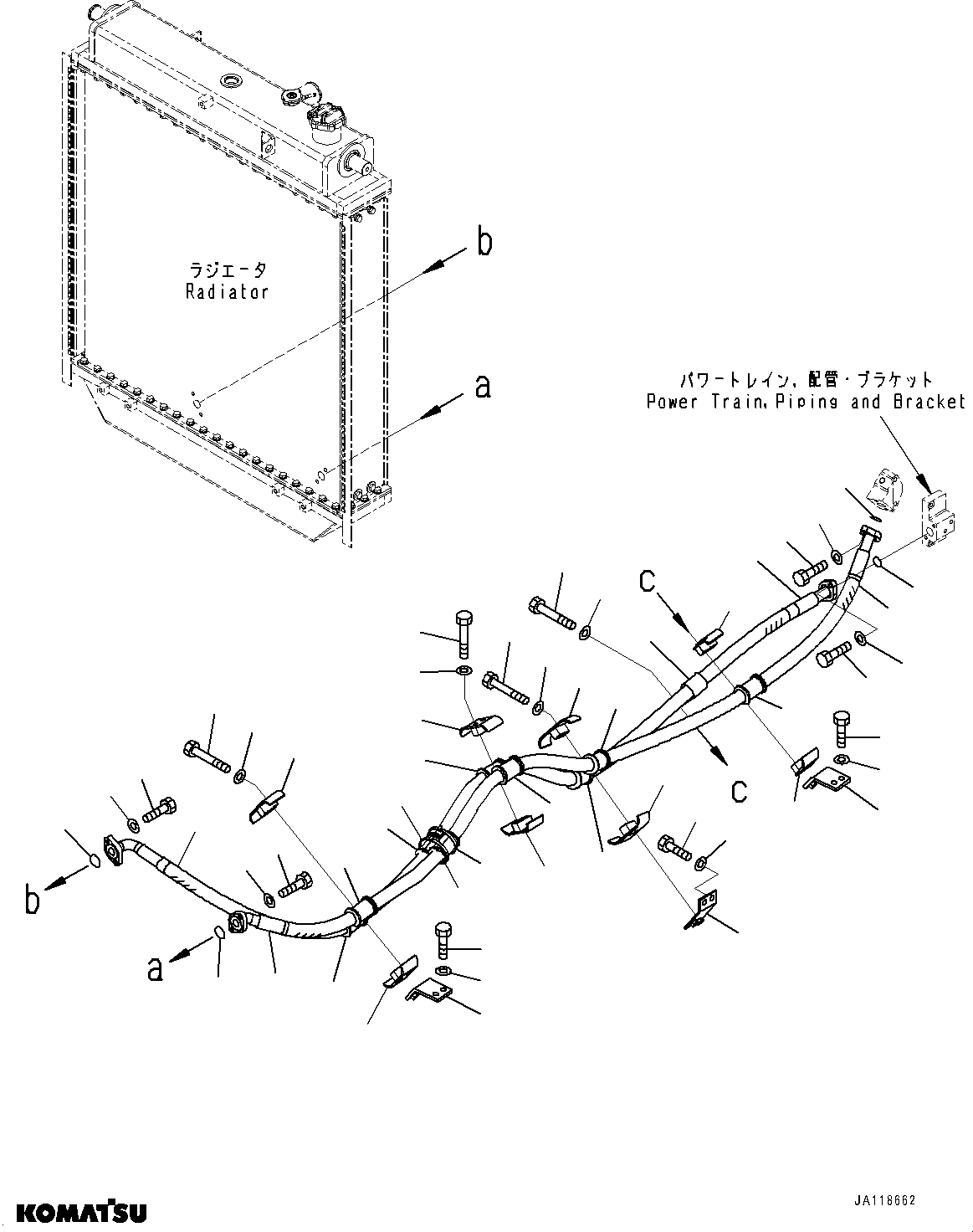 Komatsu parts book diagram for D85MS-15 S/N 2101-UP: OIL COOLER PIPING, (#2001-)