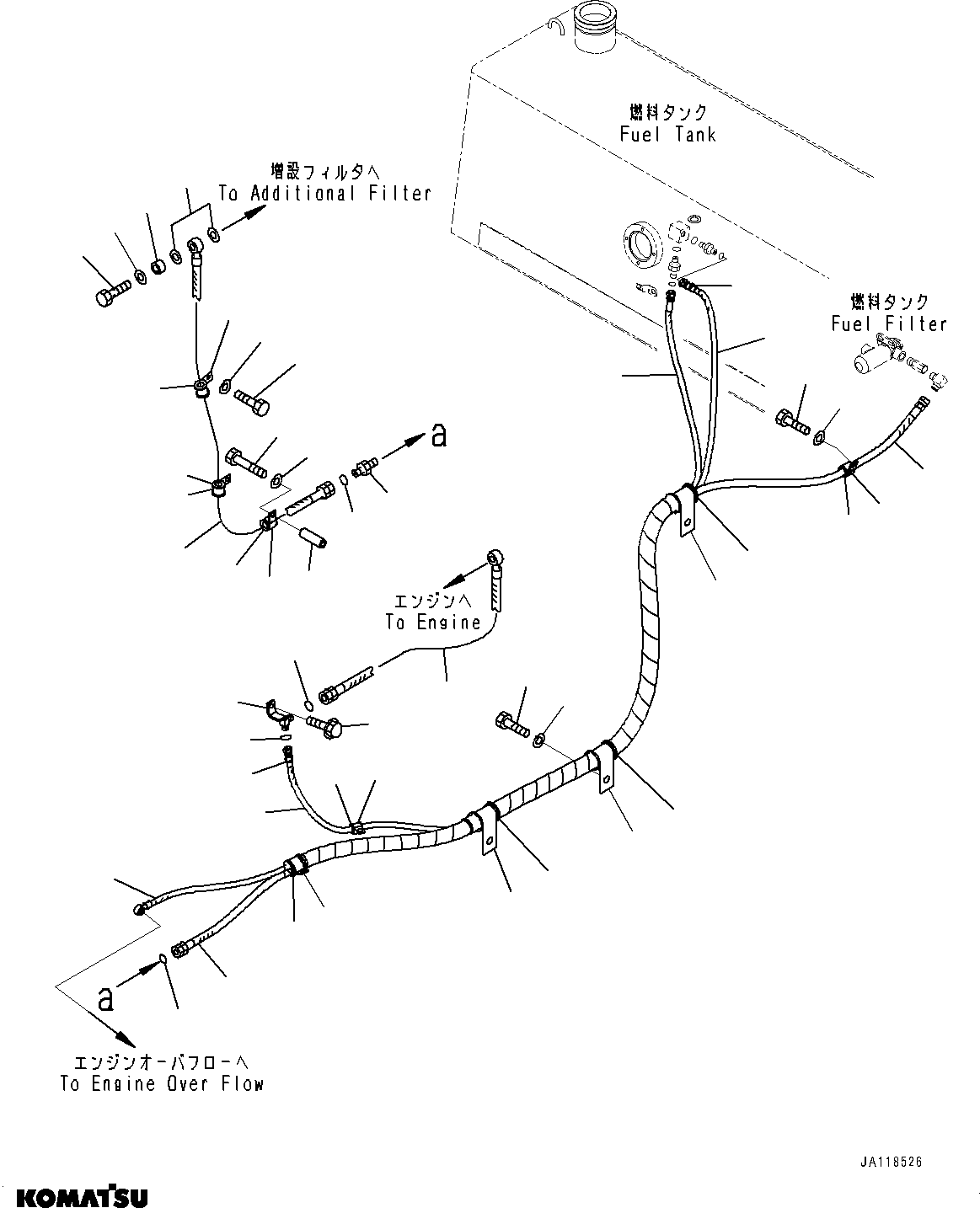 Komatsu parts book diagram for D85MS-15 S/N 2101-UP: FUEL PIPING, WATER SEPARATOR(#2003-2002)