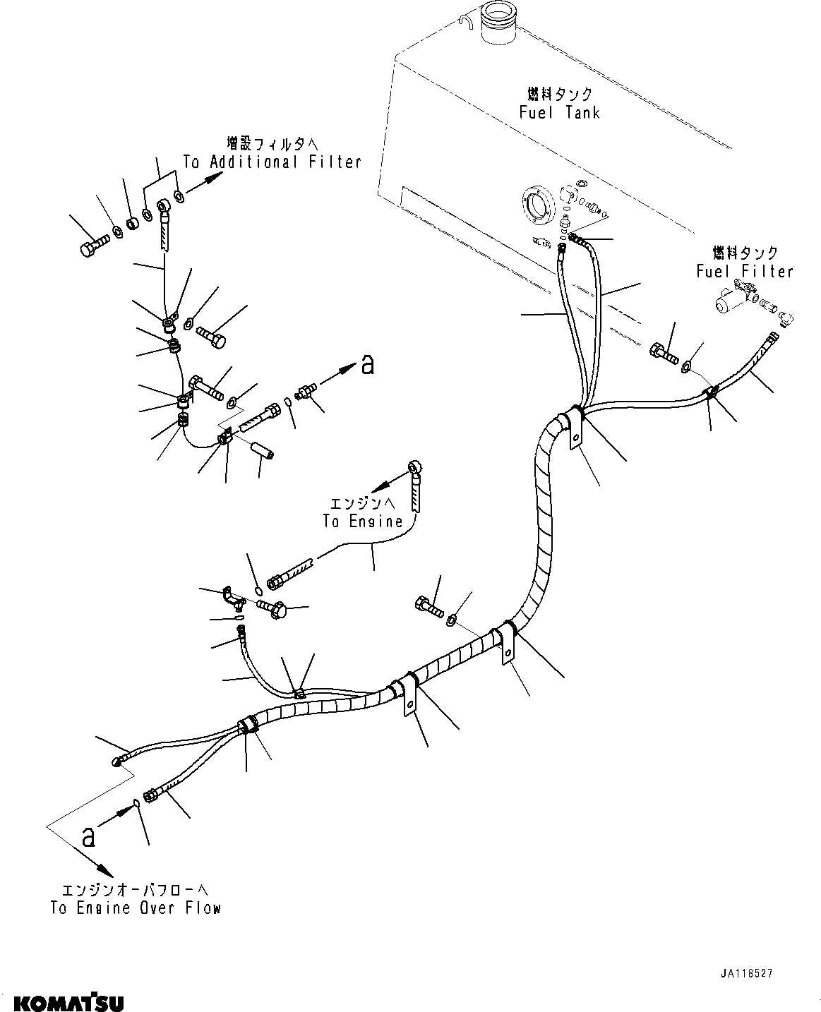 Komatsu parts book diagram for D85MS-15 S/N 2101-UP: FUEL PIPING, WATER SEPARATOR(#2003-)
