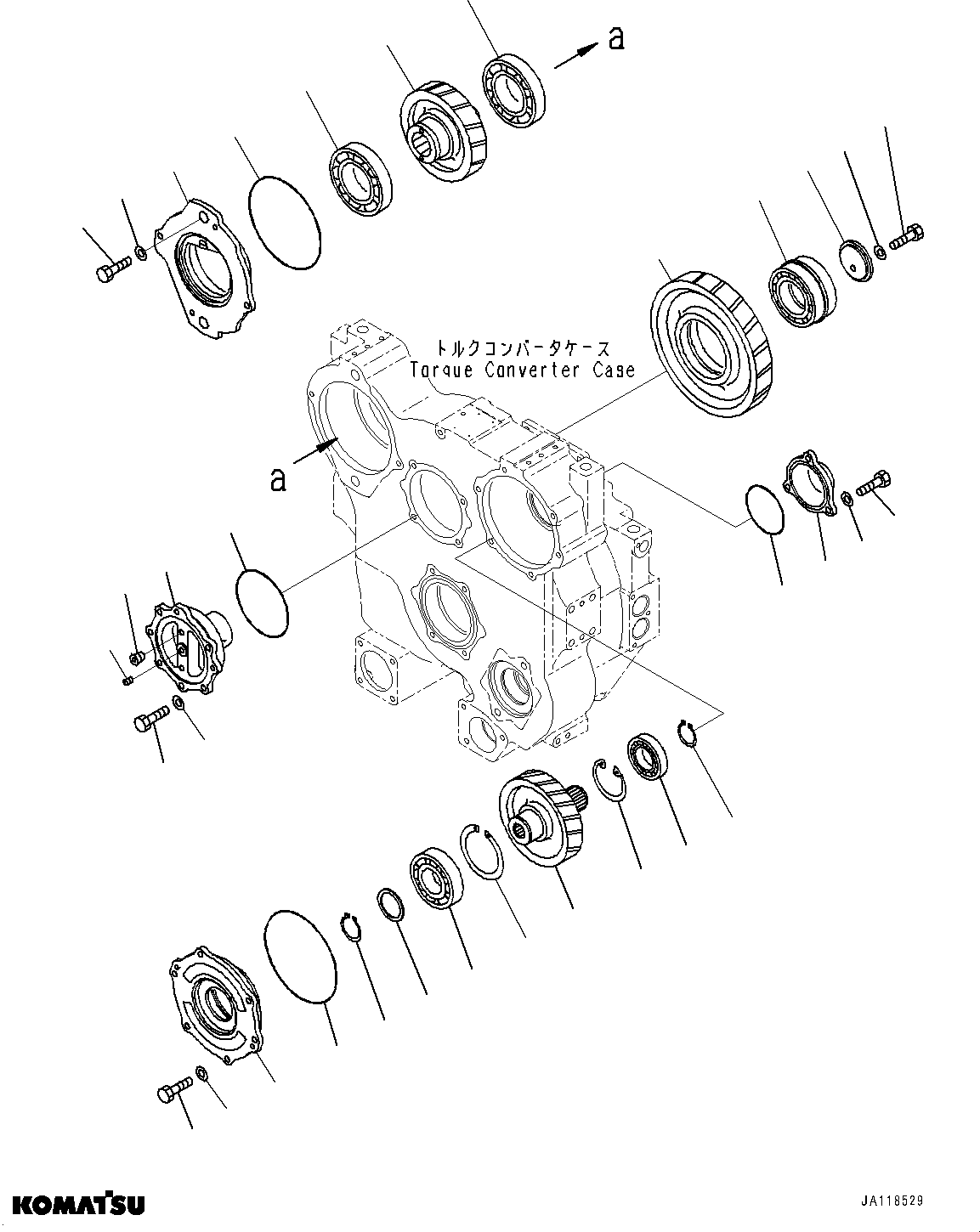 Komatsu parts book diagram for D85MS-15 S/N 2101-UP: POWER TRAIN, PTO (POWER TAKE OFF) CASE(#104715-)