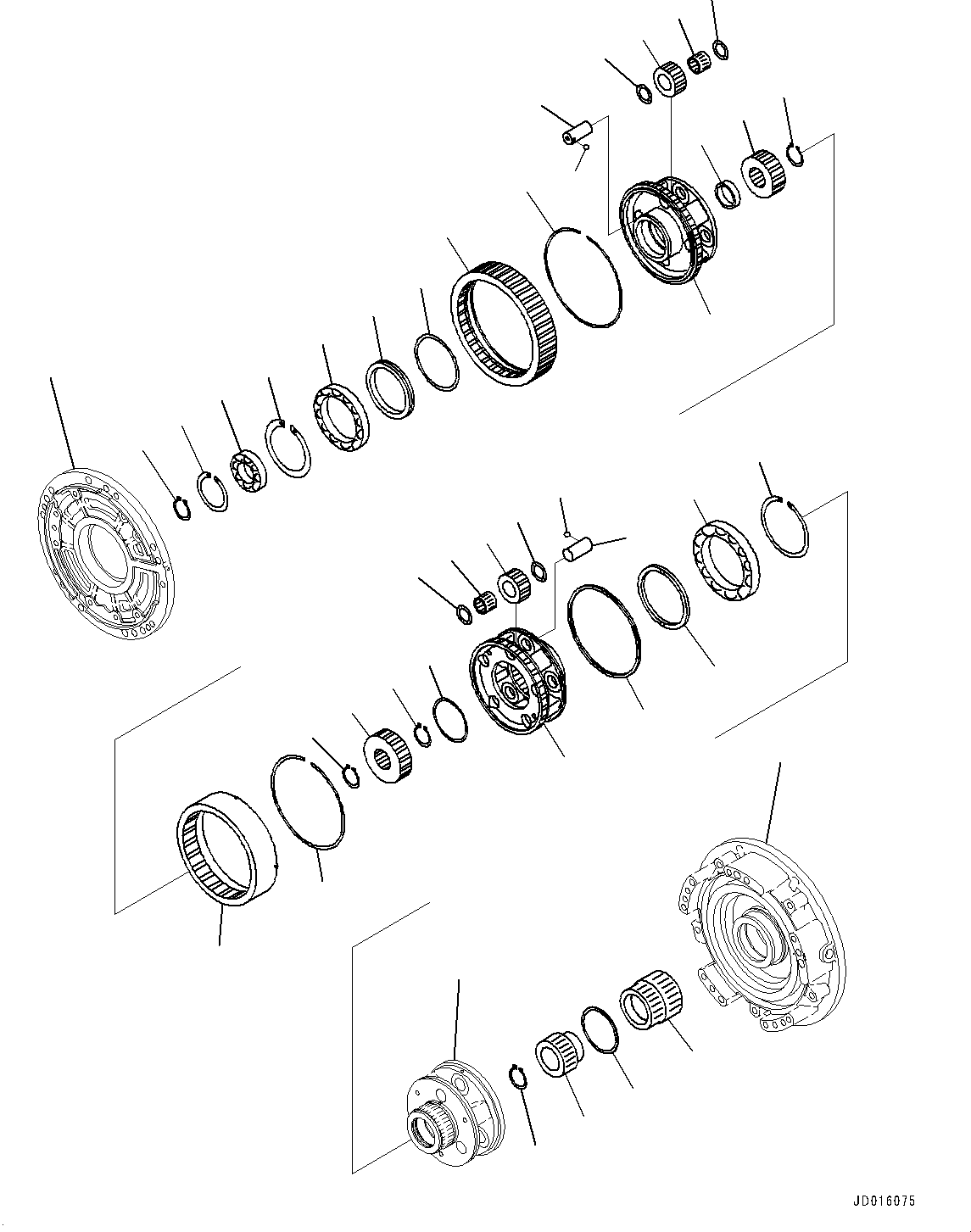 Komatsu parts book diagram for D85MS-15 S/N 2101-UP: POWER TRAIN, CARRIER (1/2)(#1006-)