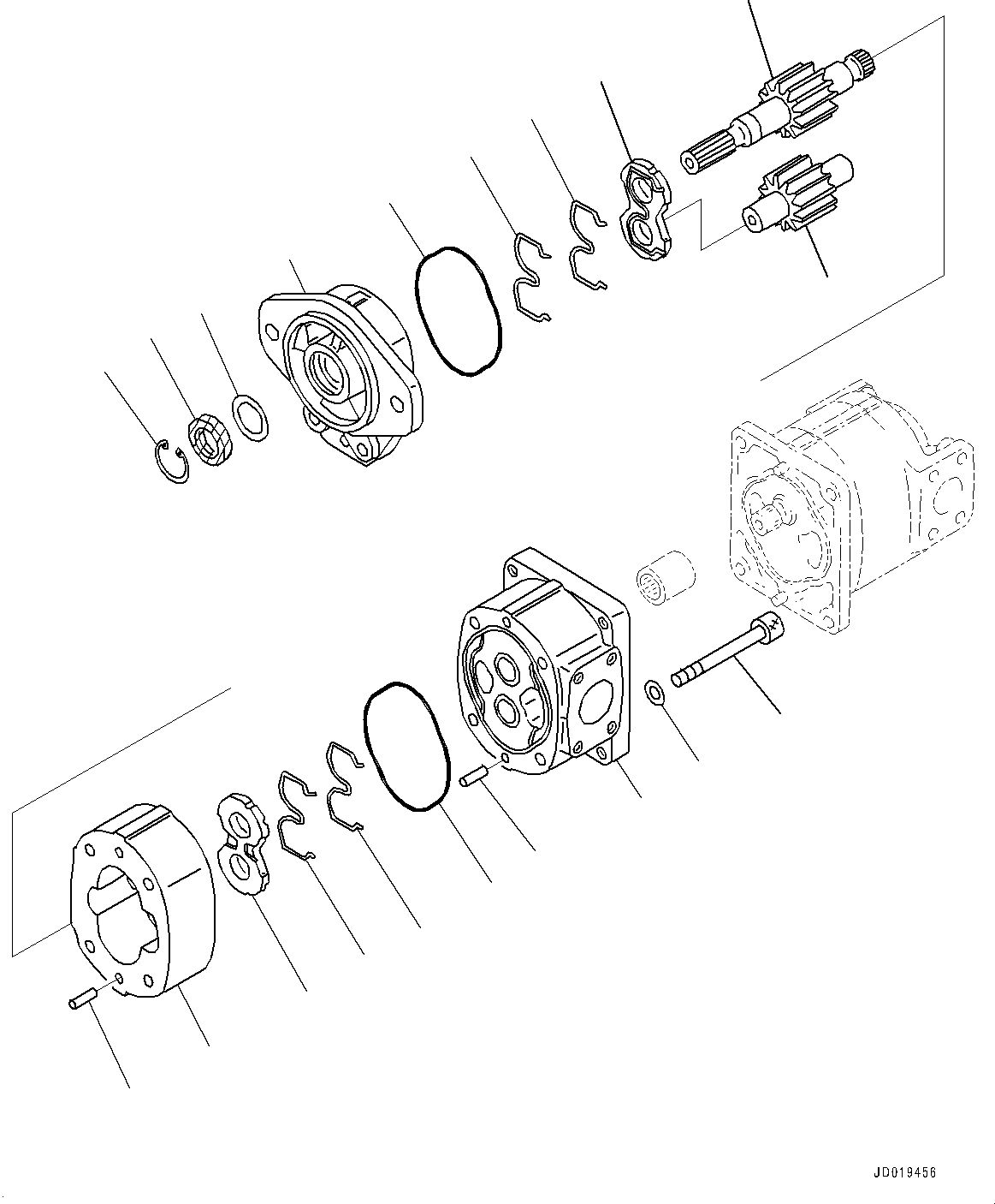 Komatsu parts book diagram for D85MS-15 S/N 2101-UP: POWER TRAIN, POWER TRAIN TO HYDRAULIC TANK PIPING (1/2)(#1006-)