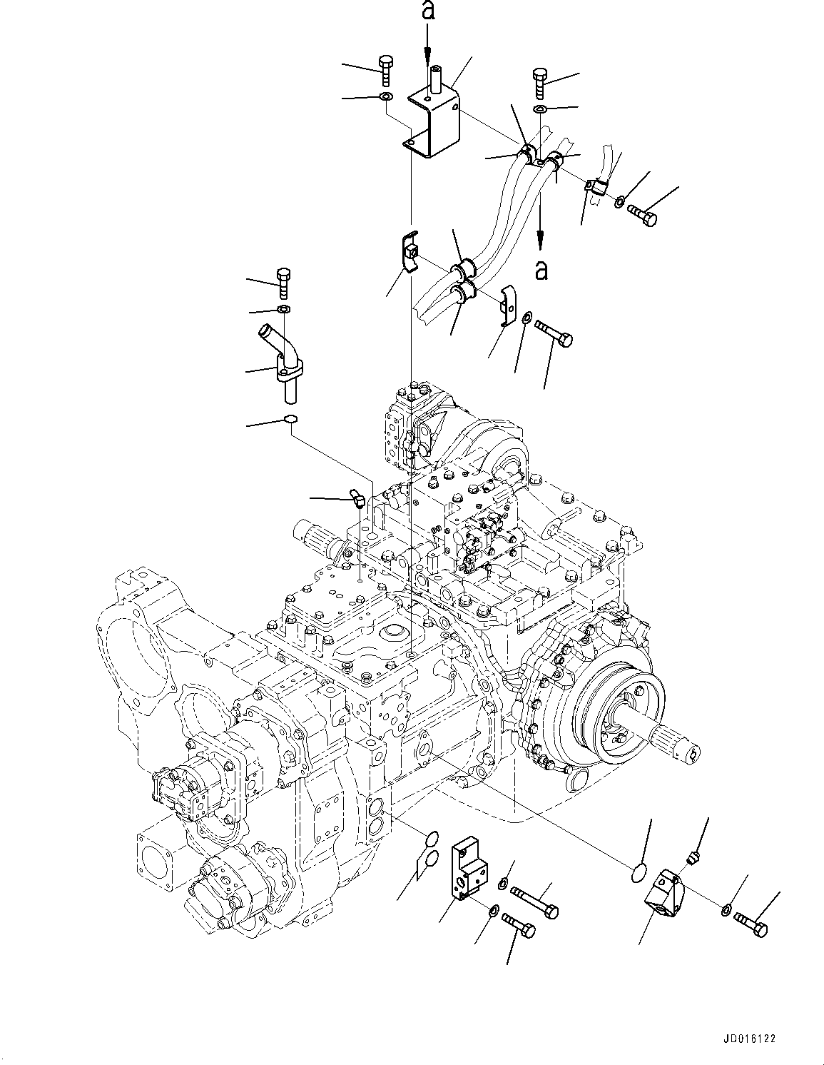 Komatsu parts book diagram for D85MS-15 S/N 2101-UP: POWER TRAIN, PIPING AND BRACKET(#1006-104714)